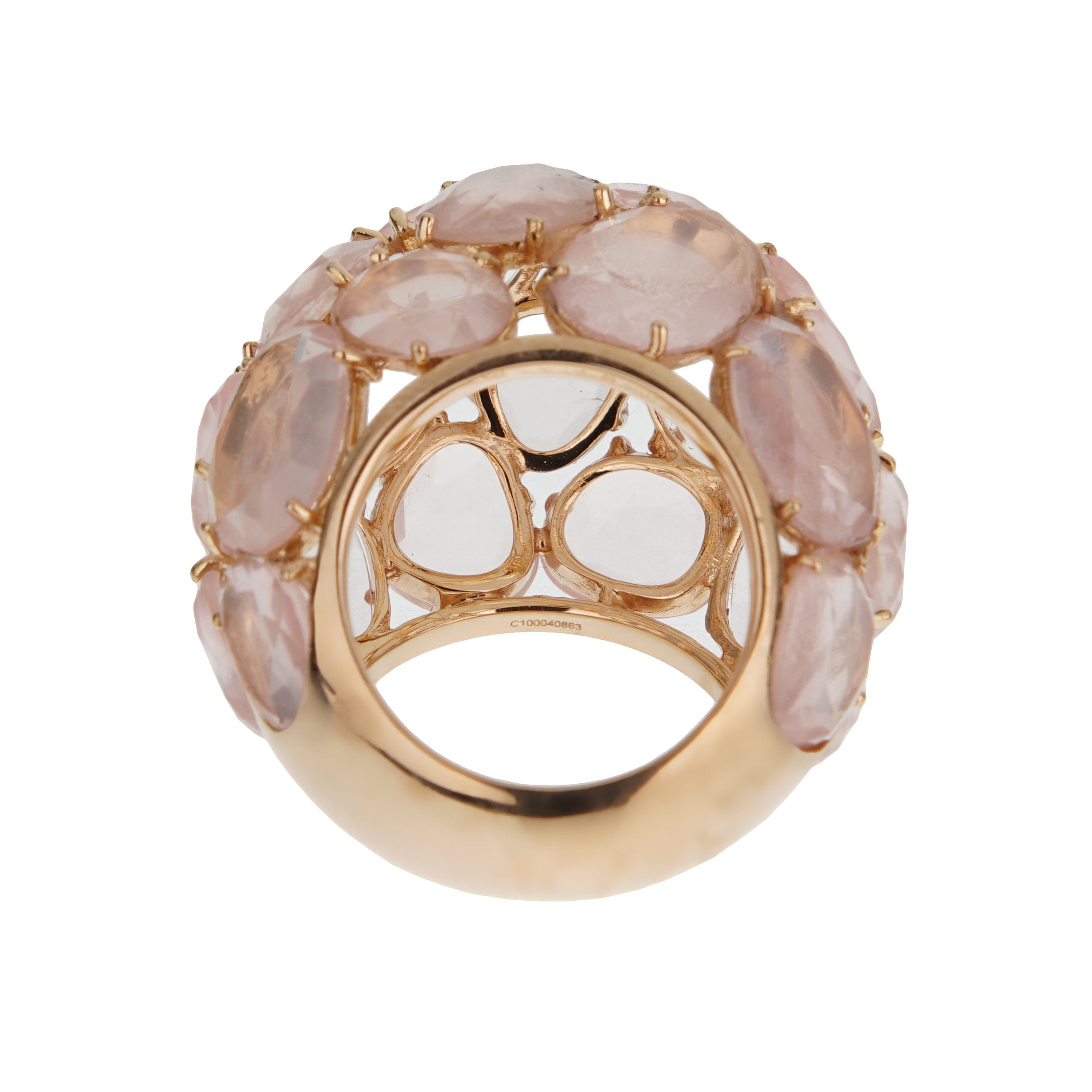 Pomellato Rose Quartz 18k Rose Gold Cocktail Dome Bombe Ring Sz 6 1/2