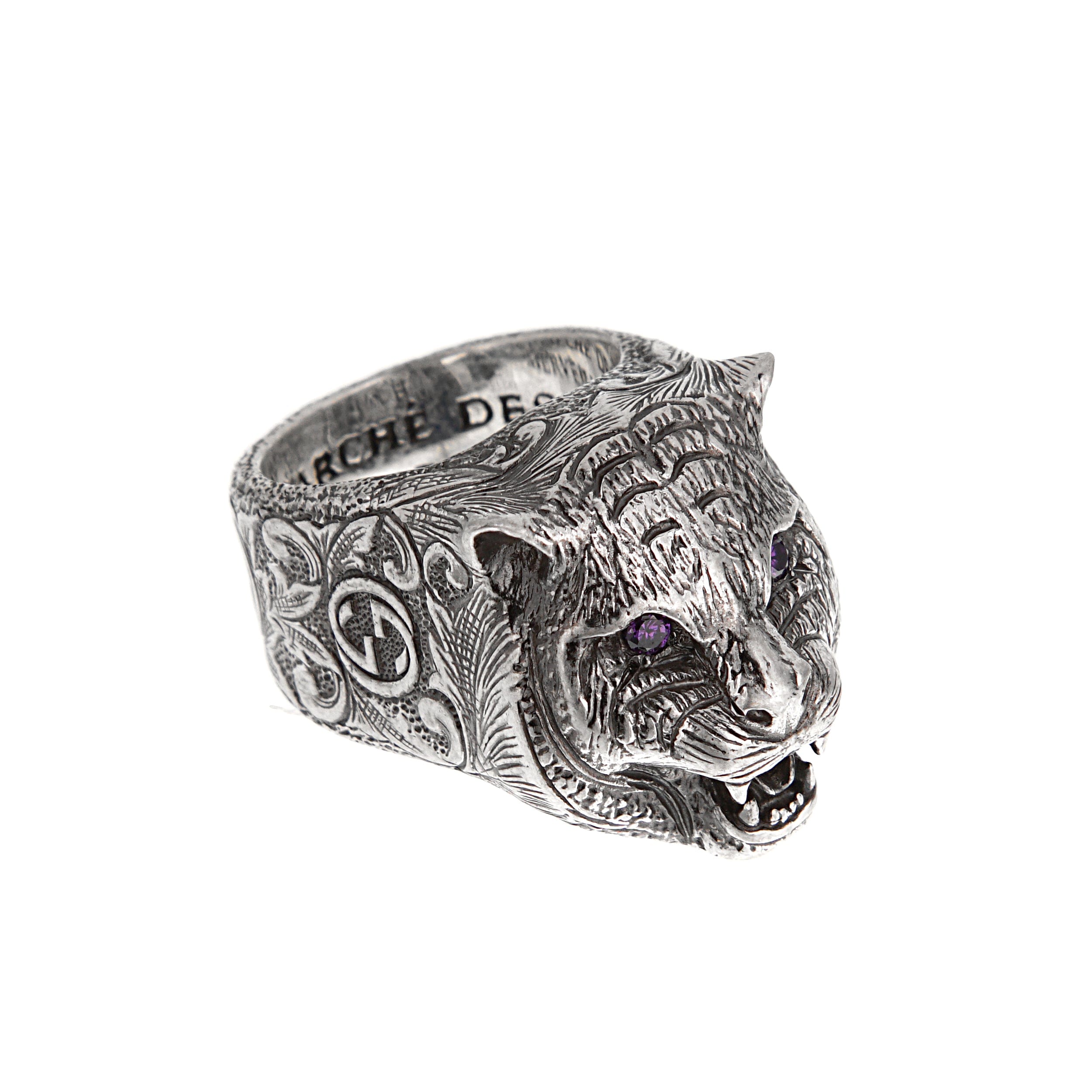 Gucci Garden Purple Zircon Sterling Silver Ring Size 6 3/4