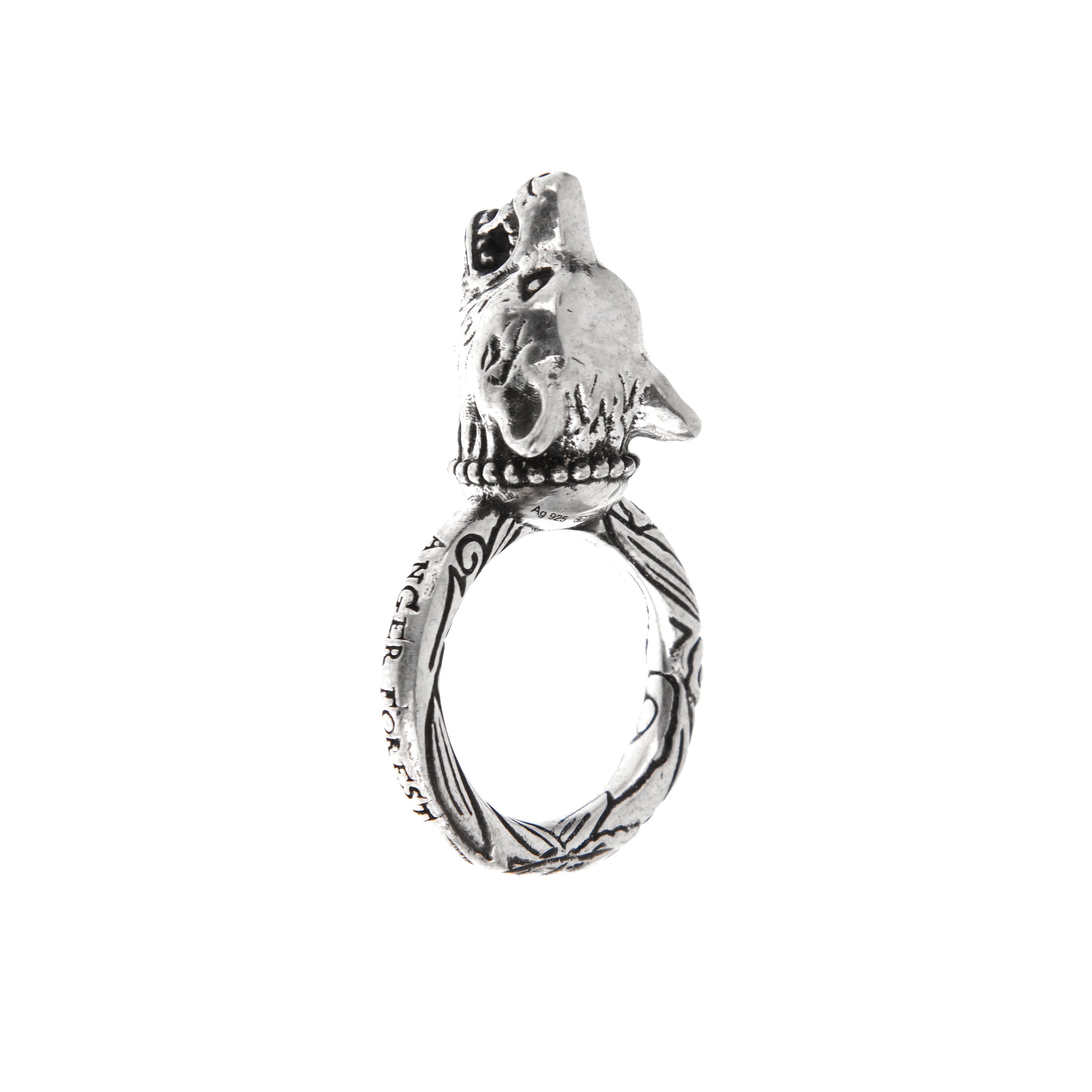 Gucci Anger Forest Wolf Sterling Silver Ring Size 8 3/4