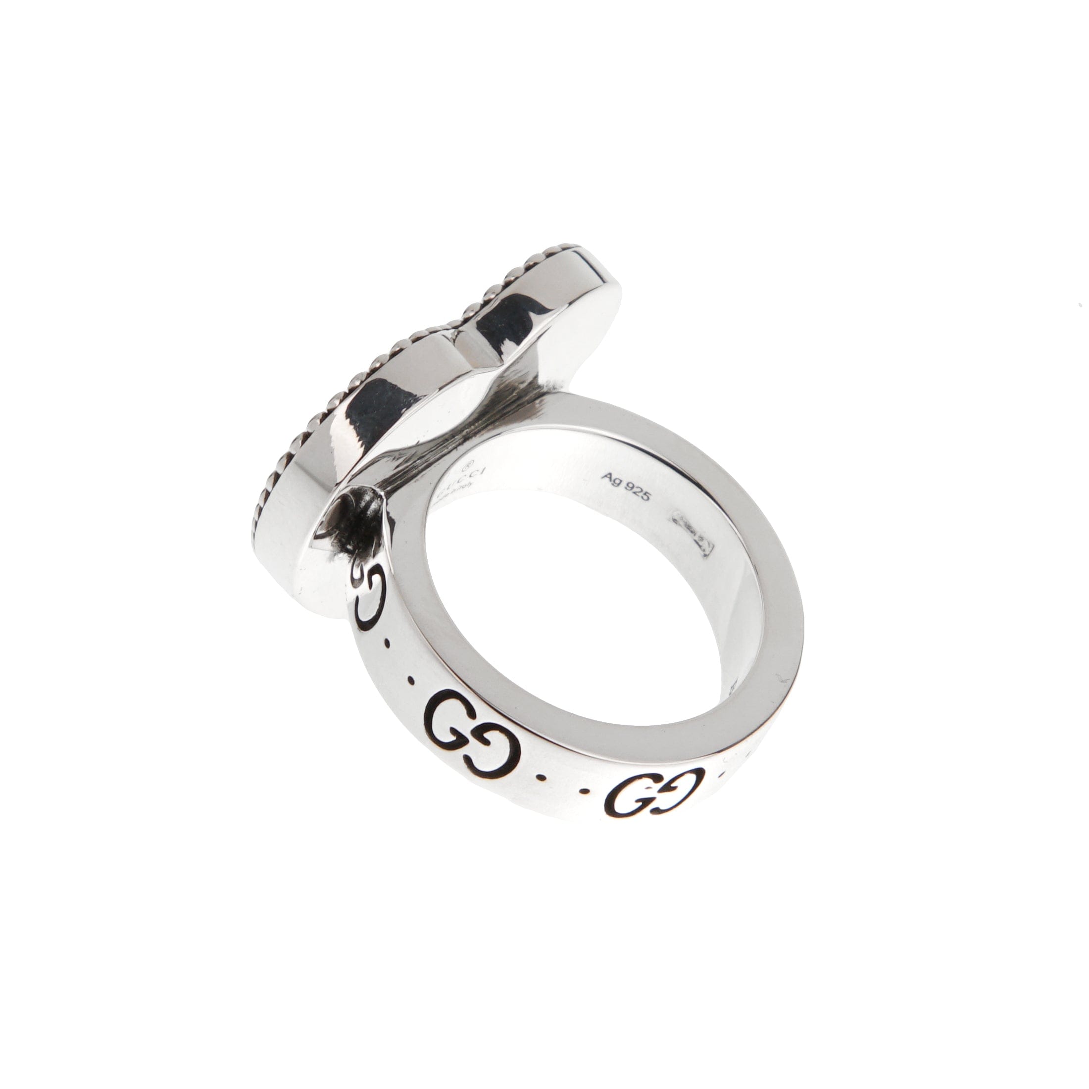 Gucci Floral Enamel Sterling Silver Ring Size 4 1/4