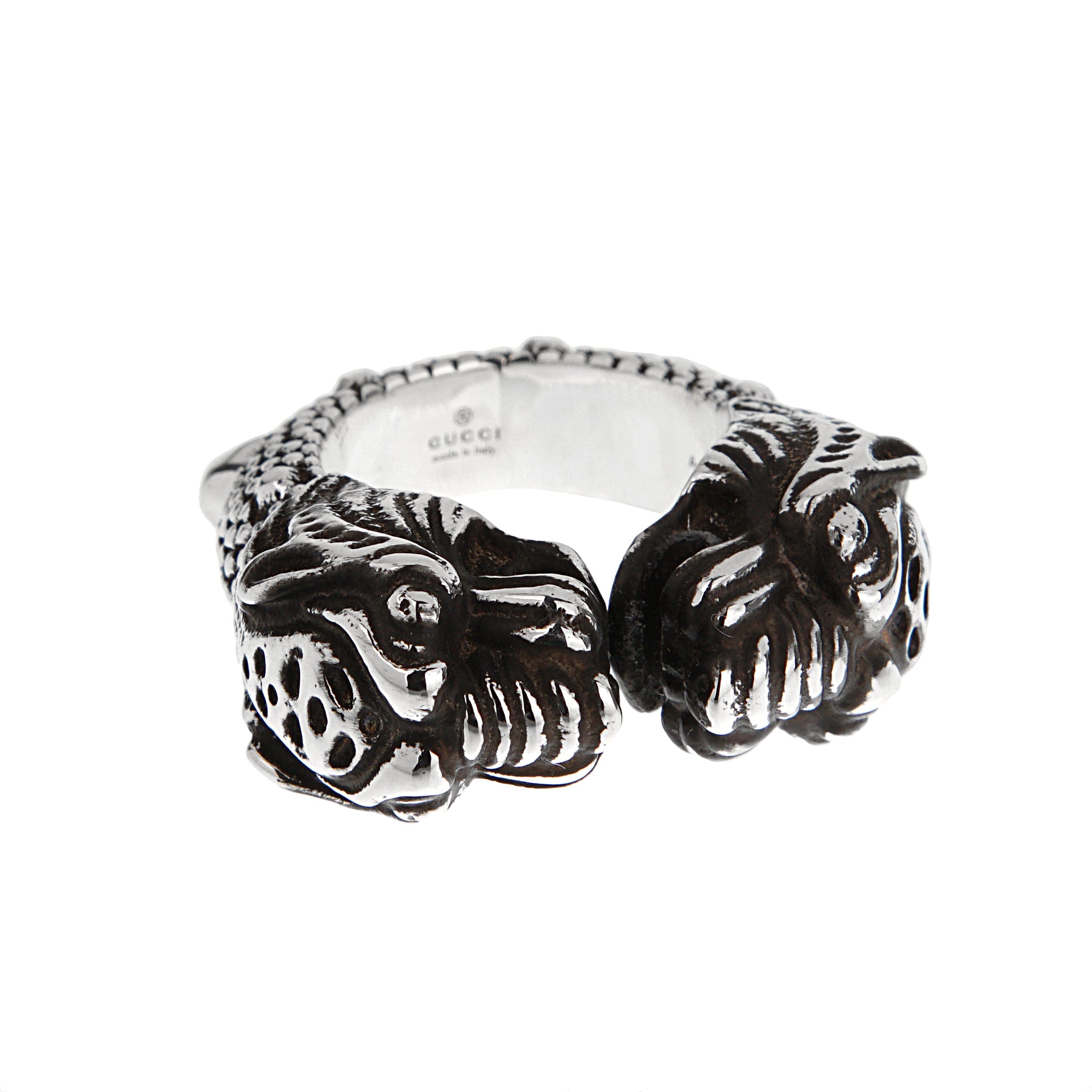 Gucci Double Tiger Sterling Silver Ring Sz 9 1/2