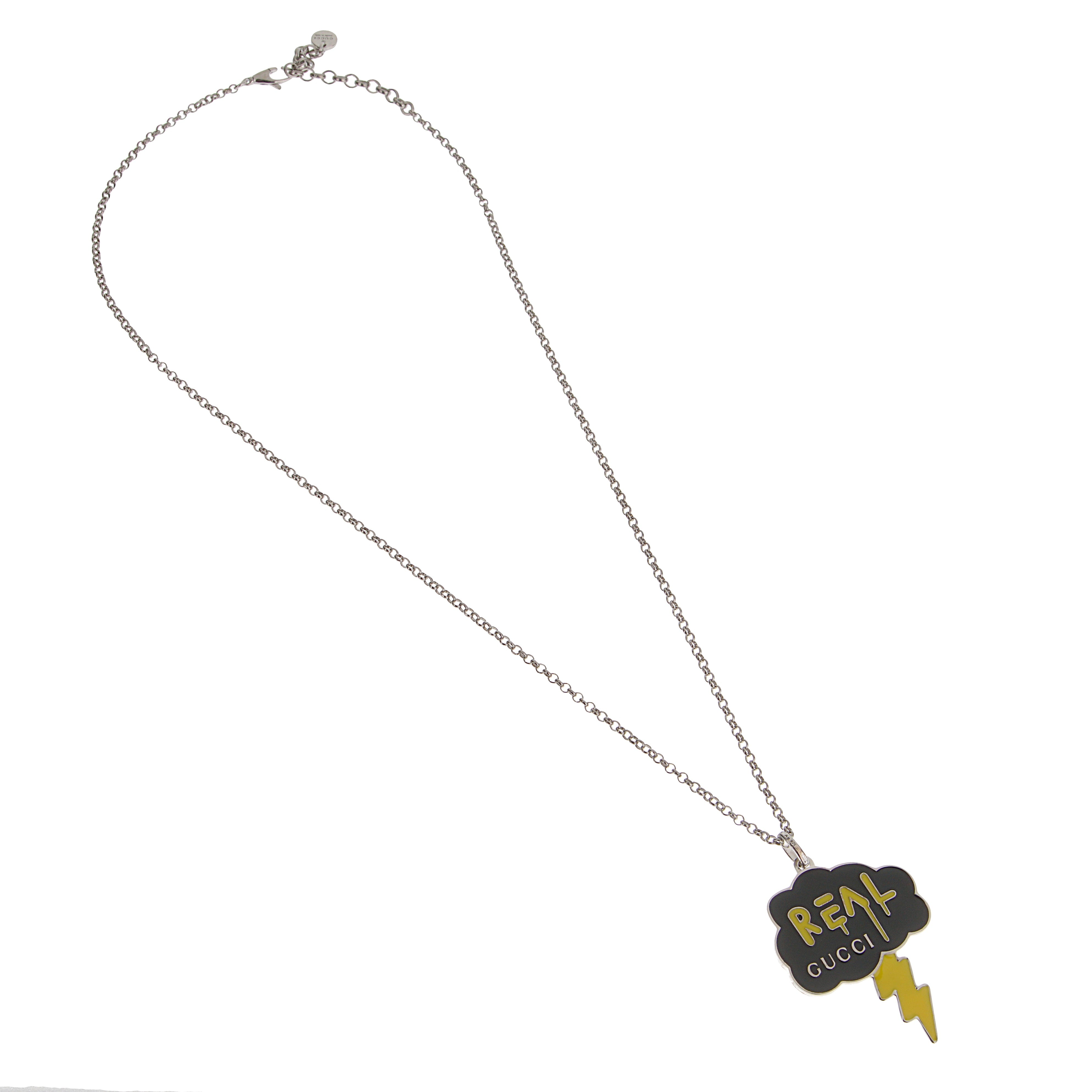 Gucci Real Gucci Lightning Cloud Sterling Silver Pendant Necklace