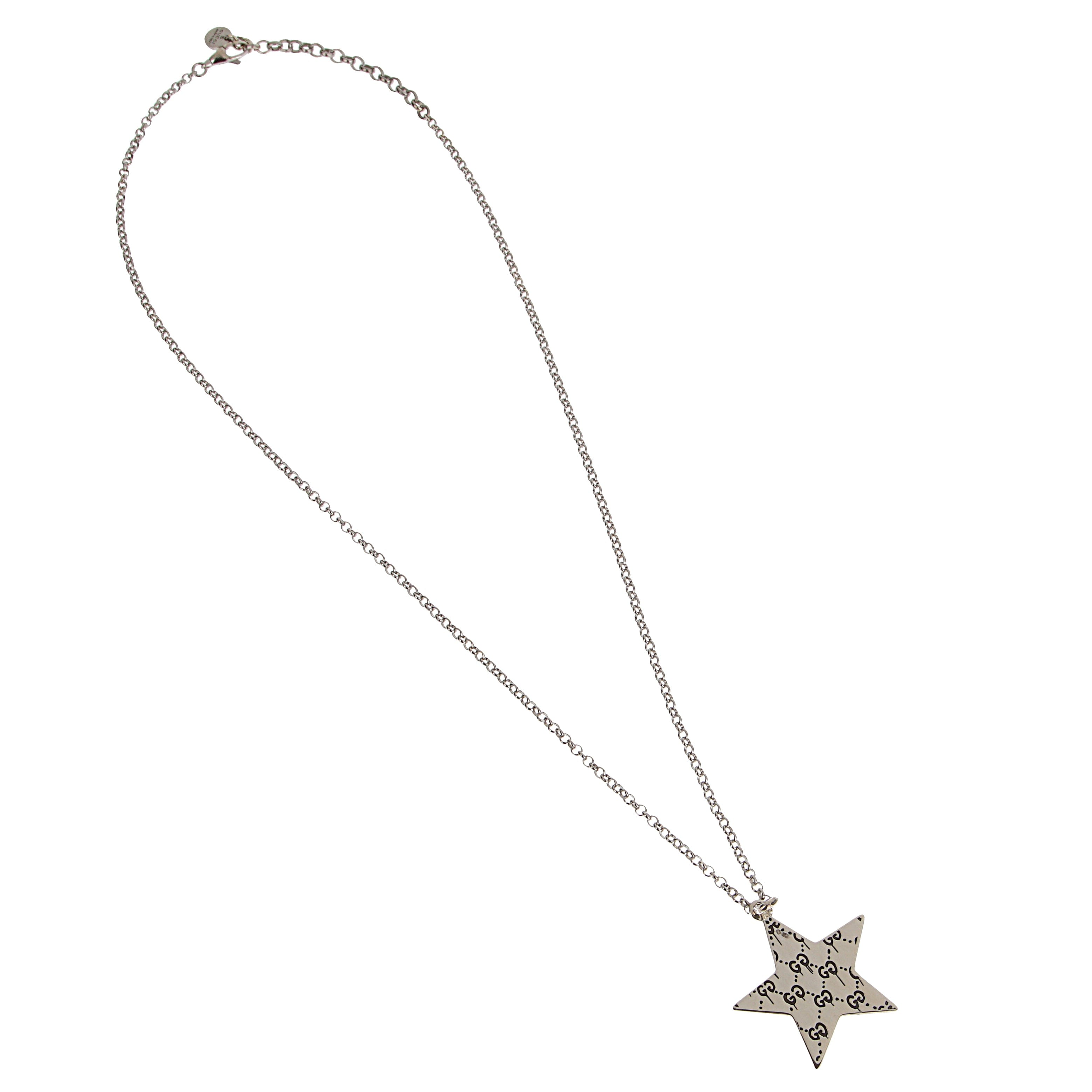 Gucci Ghost Pink Enamel Star Sterling Silver Necklace