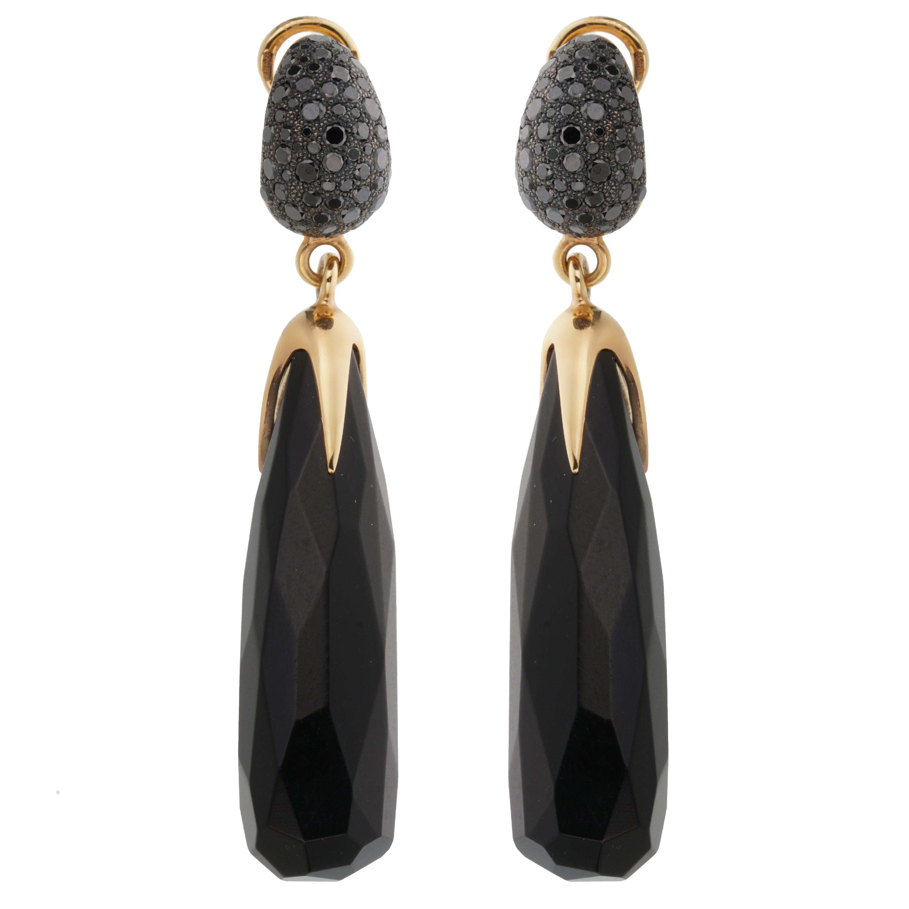Pomellato Victoria Black Diamond & Jet 18k Rose Gold Drop Earrings