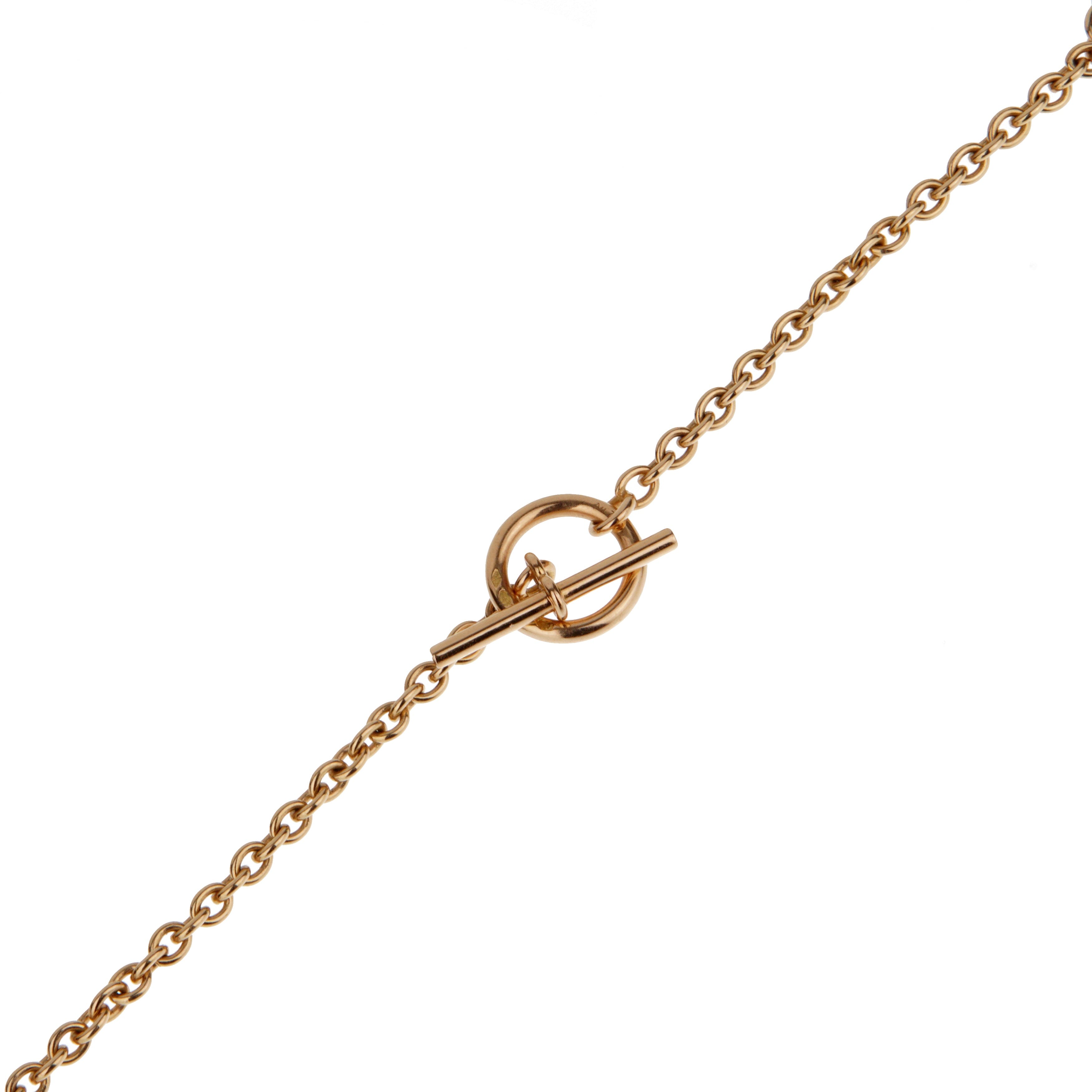 Hermes Horsebit 18k Rose Gold Sautoir Pendant Necklace