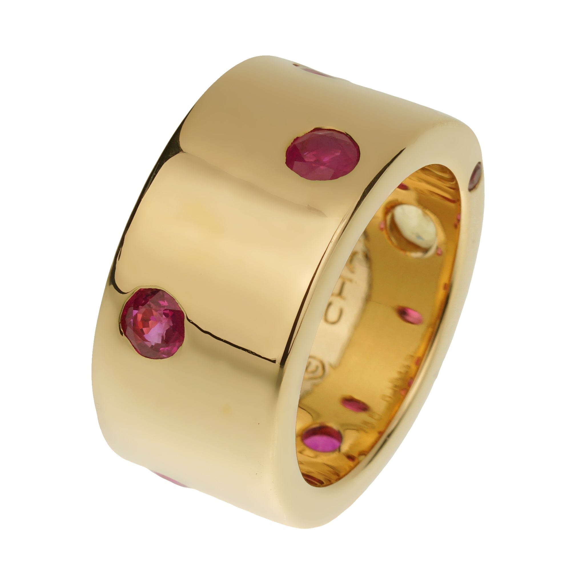 Chanel Yellow Sapphire Ruby Vintage Band 18k Yellow Gold Ring