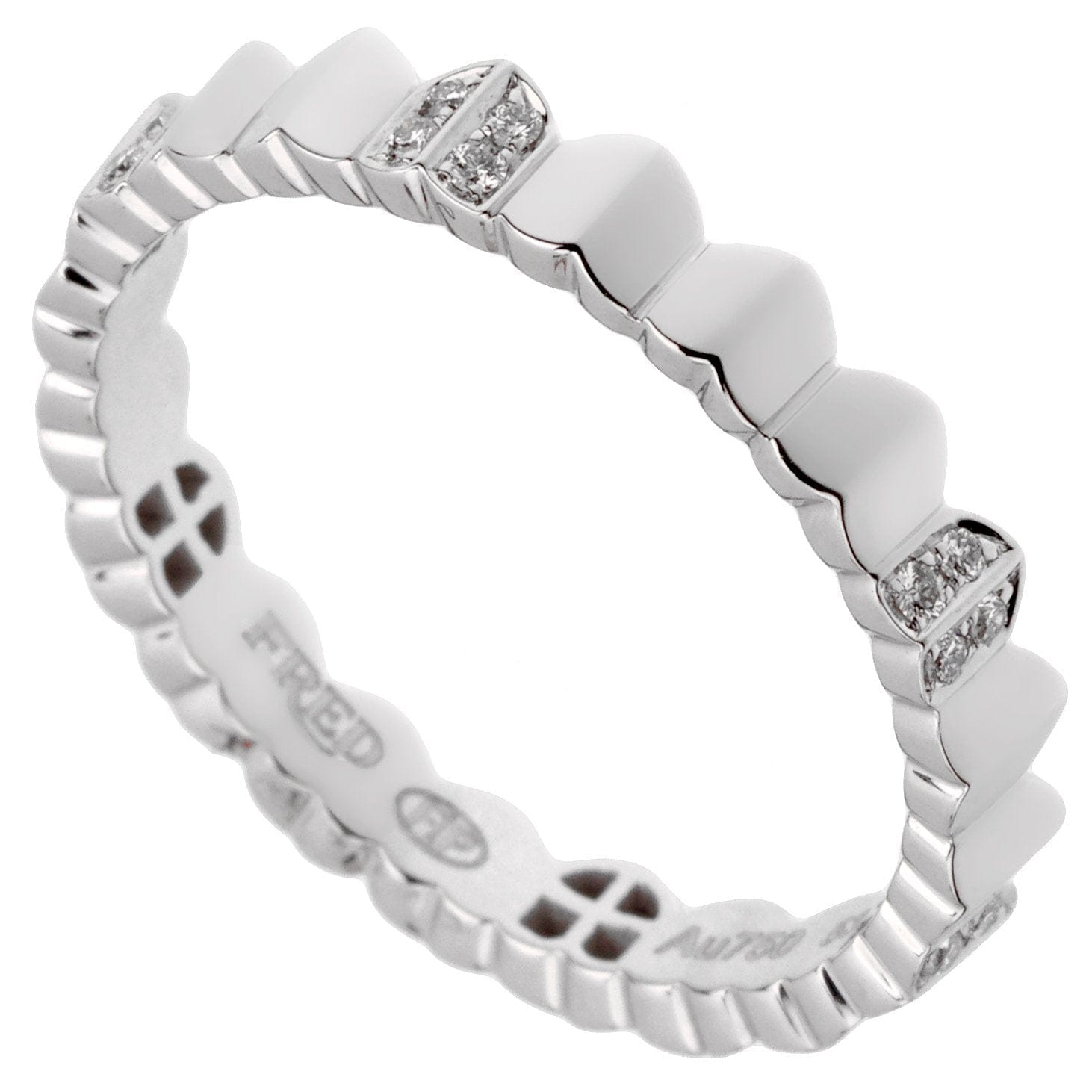Fred of Paris Arc Diamond 18k White Gold Band Ring Sz 6 1/4