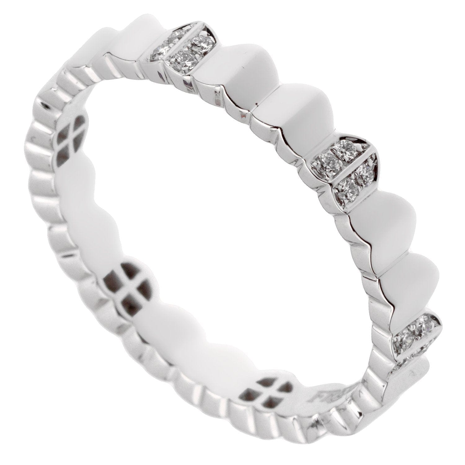 Fred of Paris Arc Diamond 18k White Gold Band Ring Sz 6 1/4