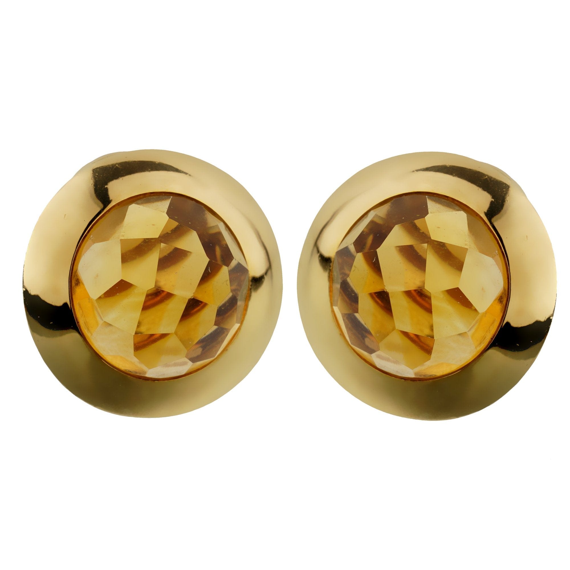 Pomellato Citrine 18k Yellow Gold Clip On Vintage Earrings