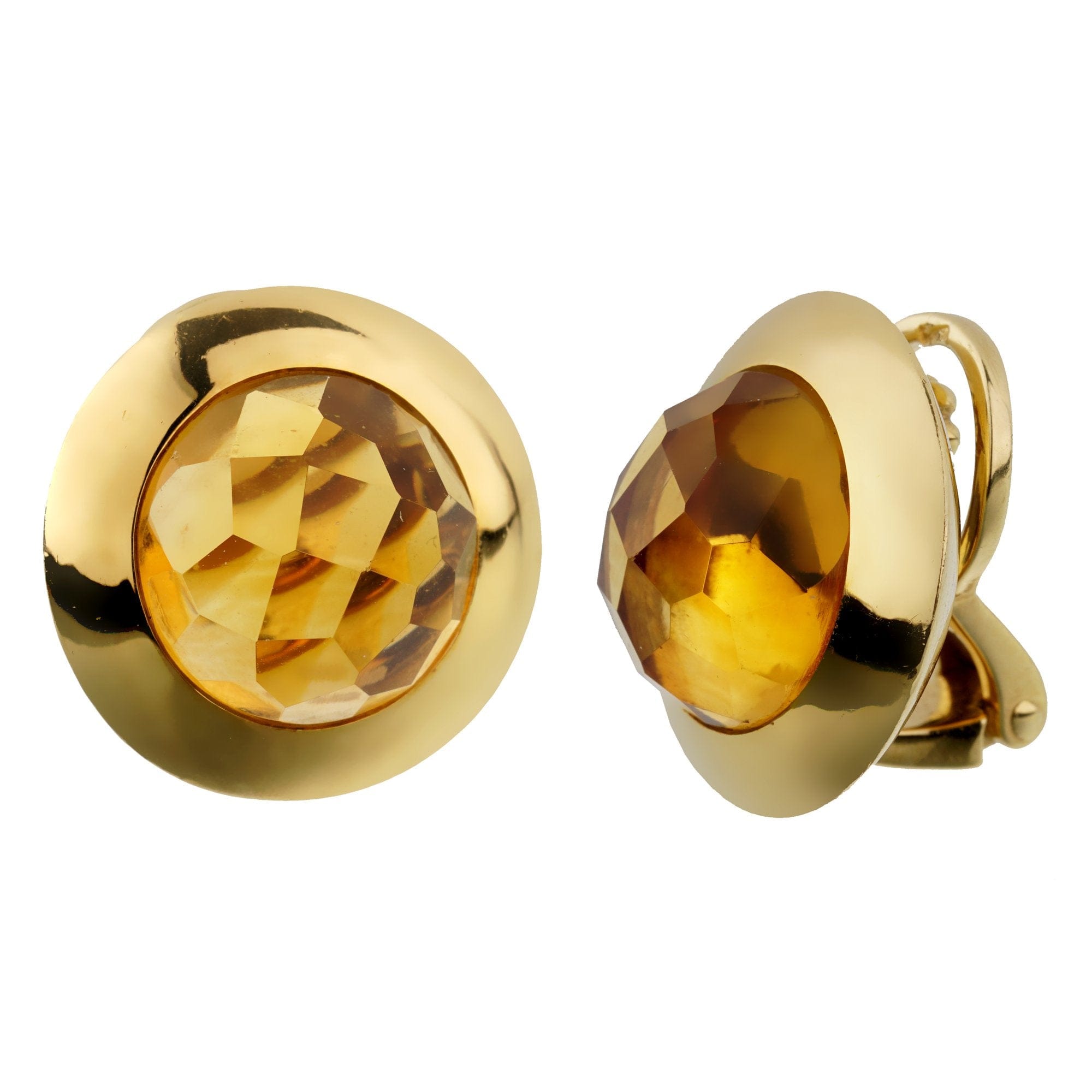 Pomellato Citrine 18k Yellow Gold Clip On Vintage Earrings