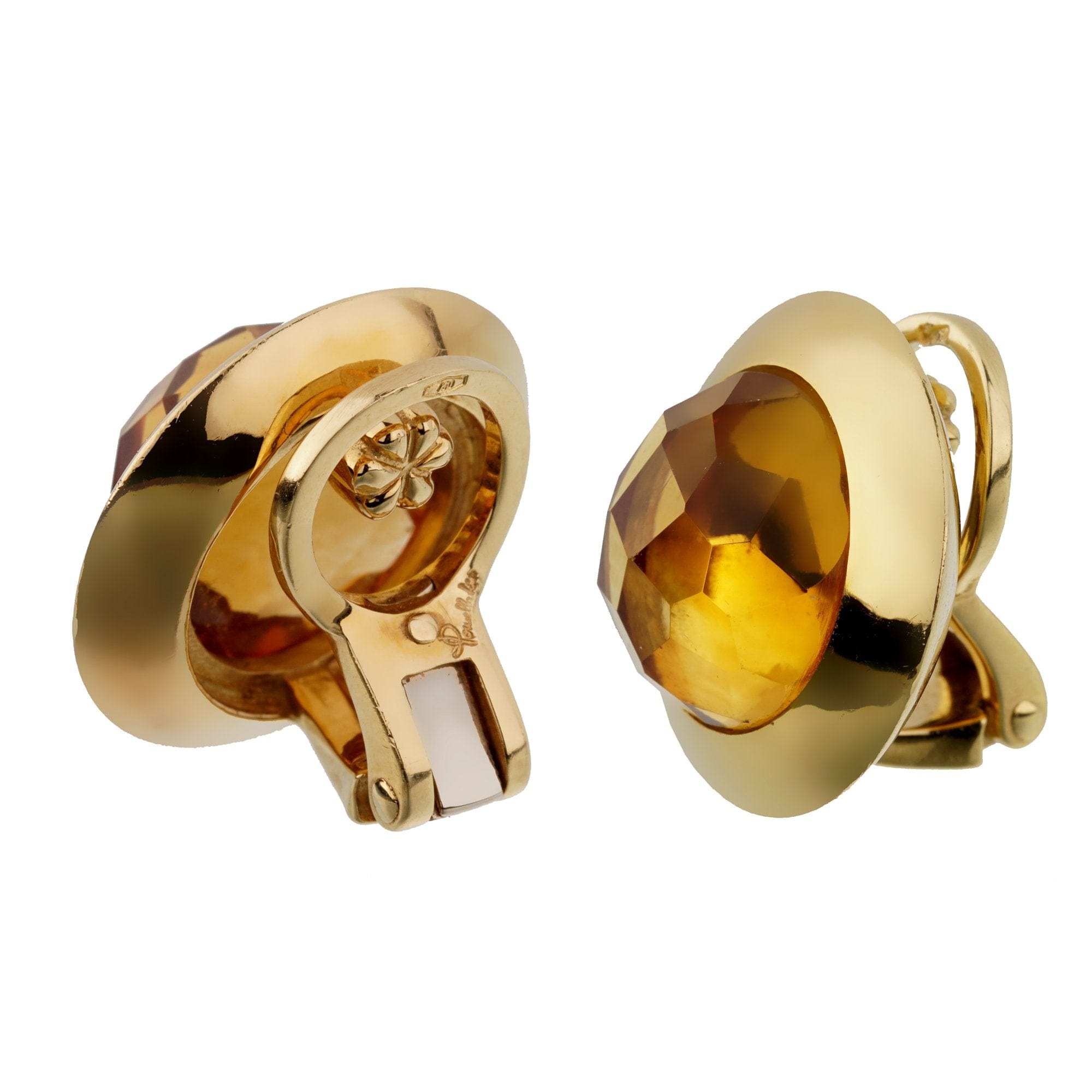 Pomellato Citrine 18k Yellow Gold Clip On Vintage Earrings