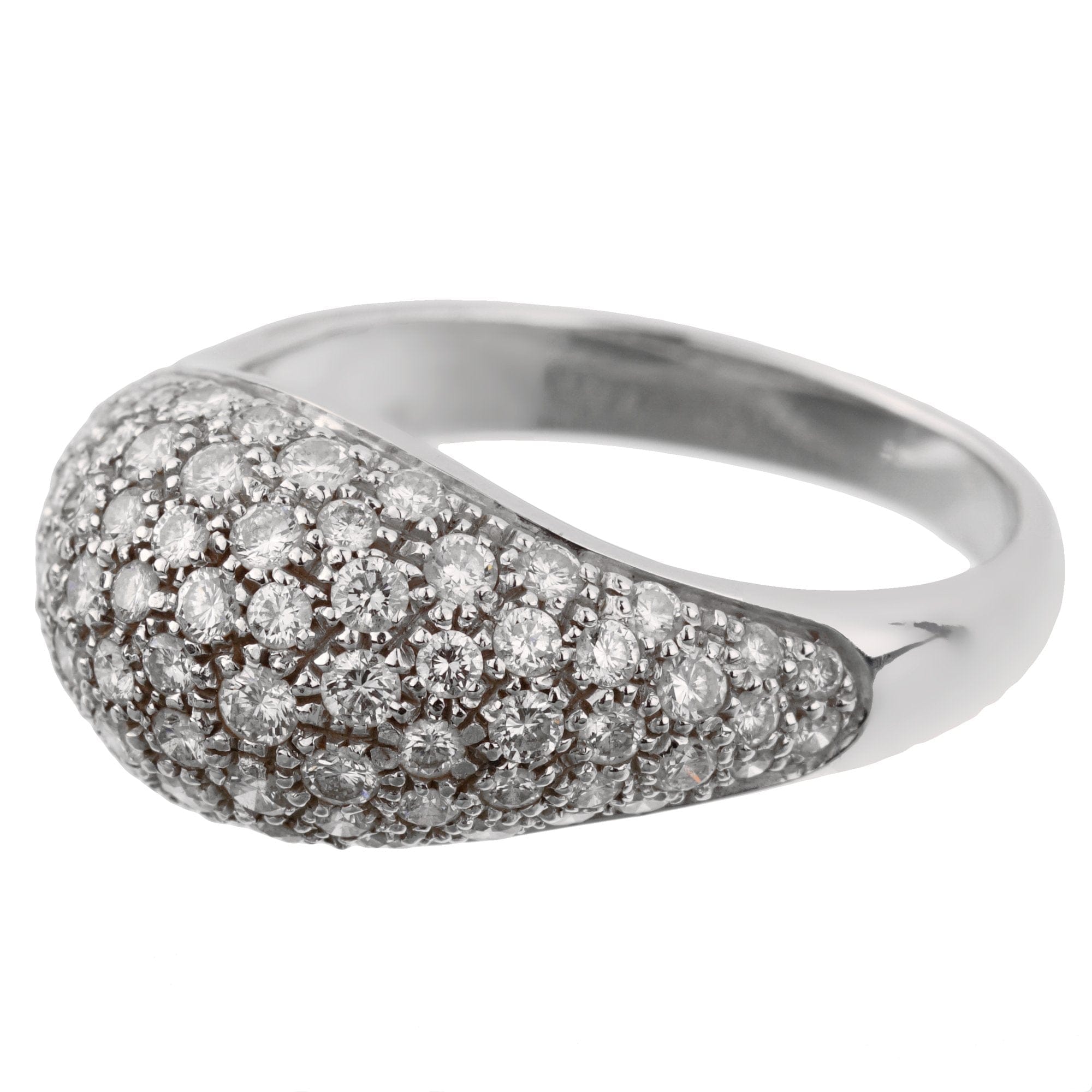 Pomellato Bombe Pave Diamond 18k White Gold Cocktail Ring Sz 9 1/4