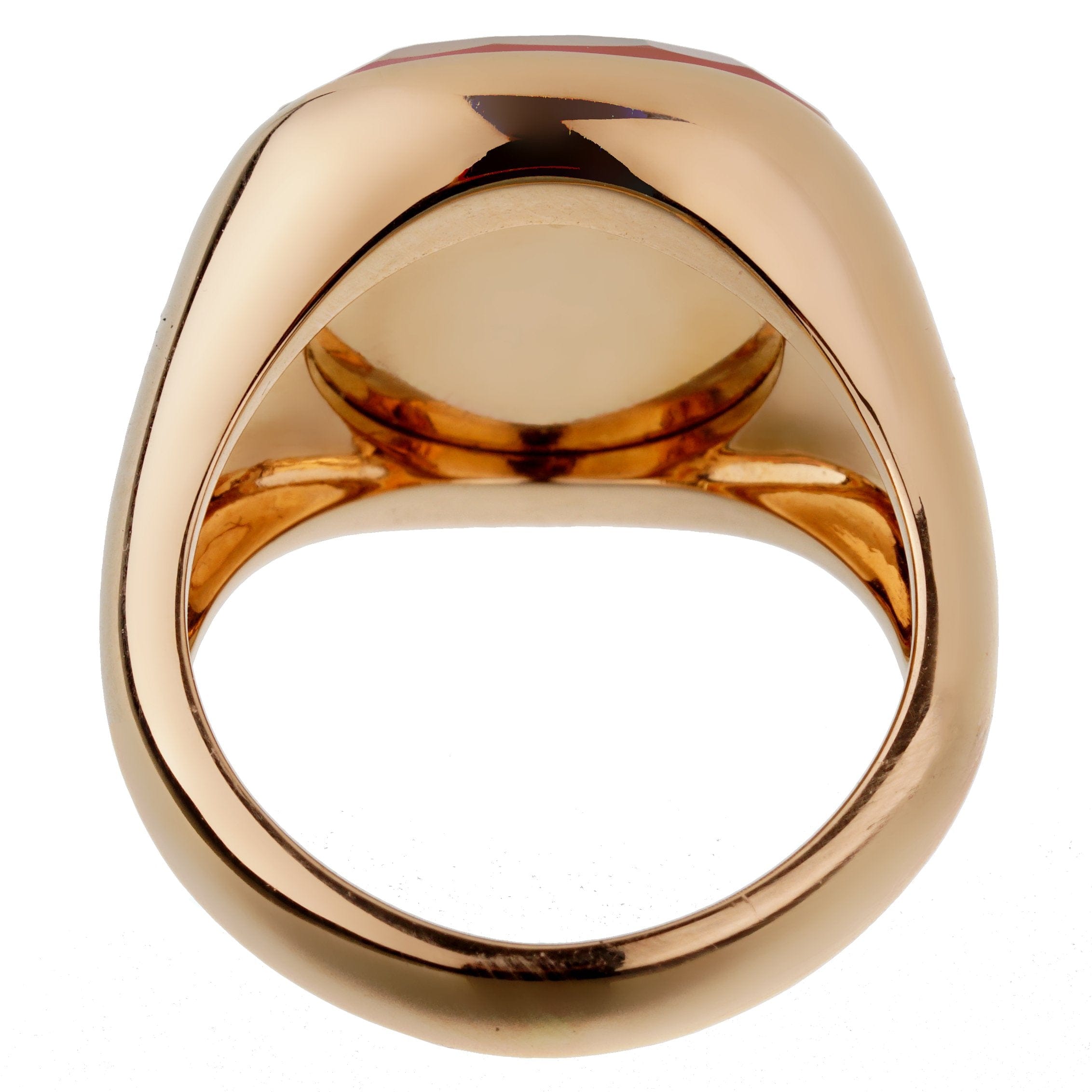 Pomellato 18k Rose Gold Pink Quartz Cocktail Ring Sz 9