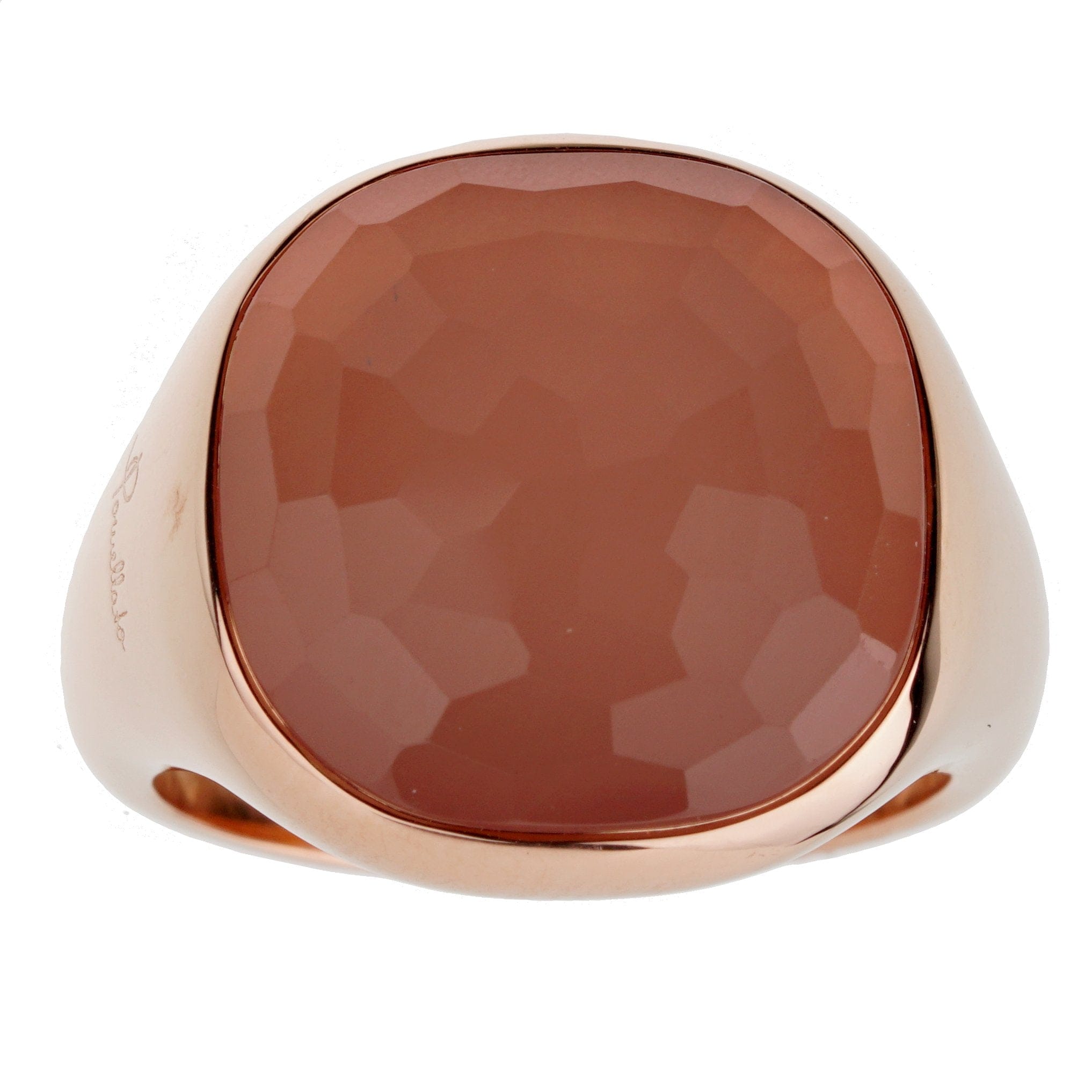 Pomellato 18k Rose Gold Pink Quartz Cocktail Ring Sz 9
