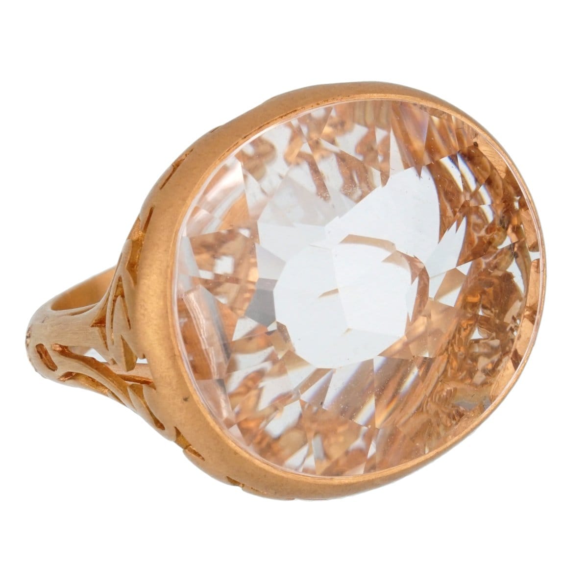 Pomellato Arabesque White Quartz Cocktail 18k Rose Gold Ring Sz 6 1/4