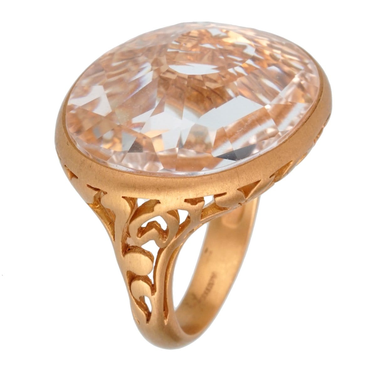 Pomellato Arabesque White Quartz Cocktail 18k Rose Gold Ring Sz 6 1/4