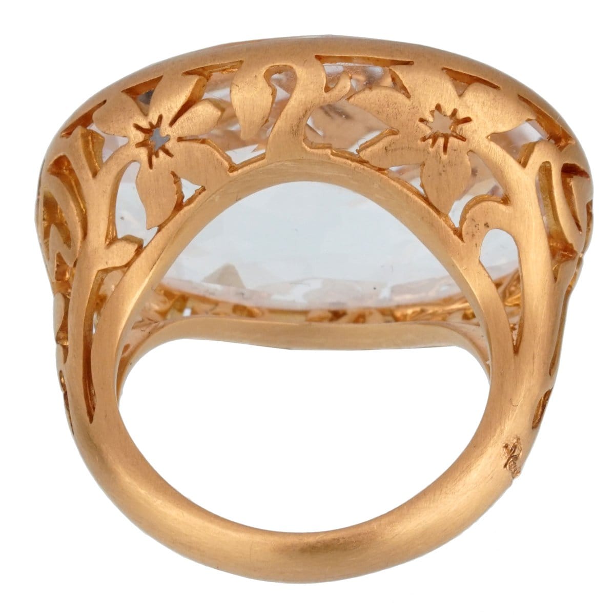 Pomellato Arabesque White Quartz Cocktail 18k Rose Gold Ring Sz 6 1/4