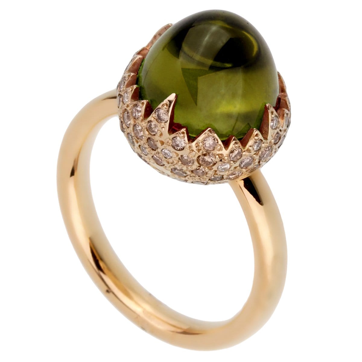Pomellato Pomallato Peridot Diamond 18k Rose Gold Ring Sz 5