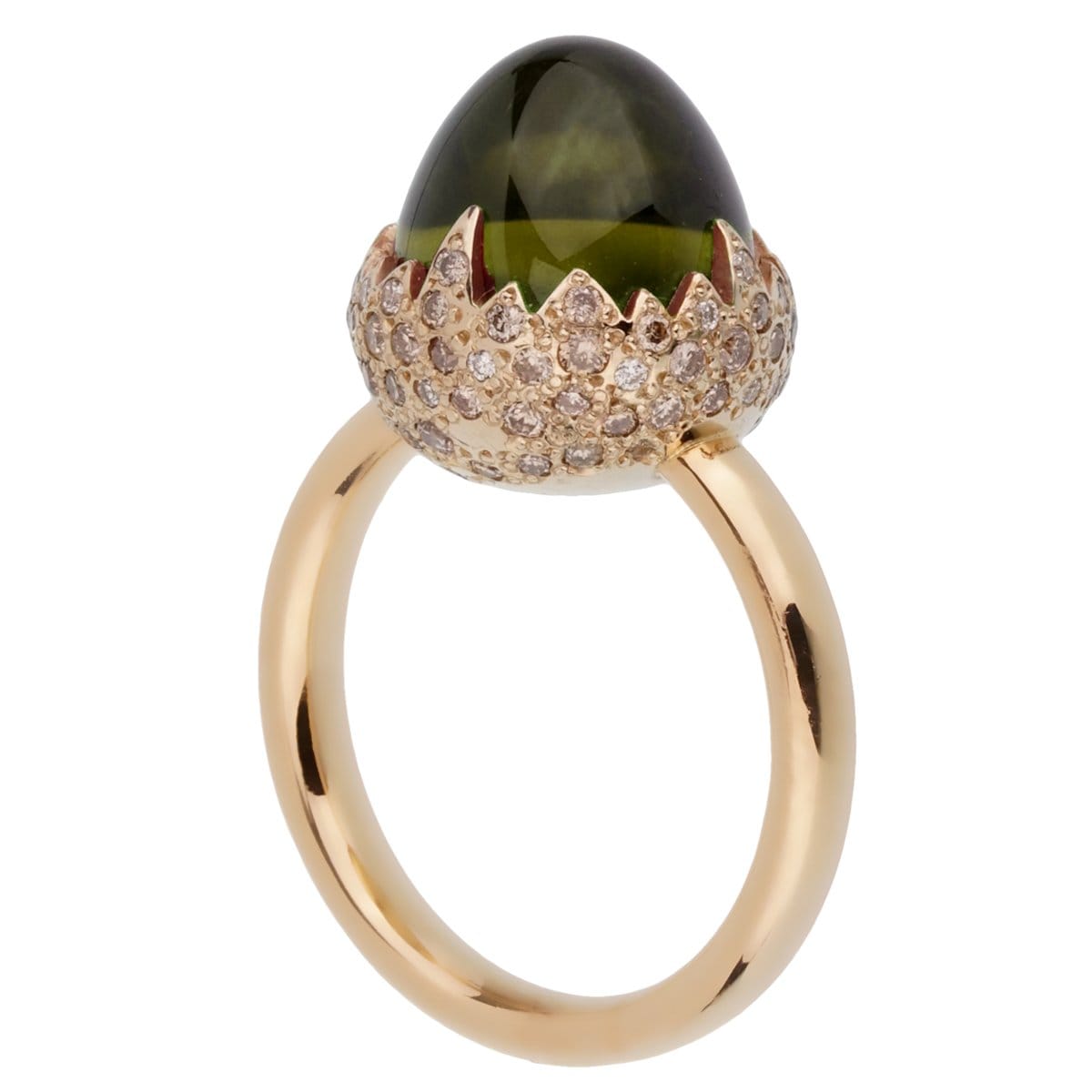 Pomellato Pomallato Peridot Diamond 18k Rose Gold Ring Sz 5