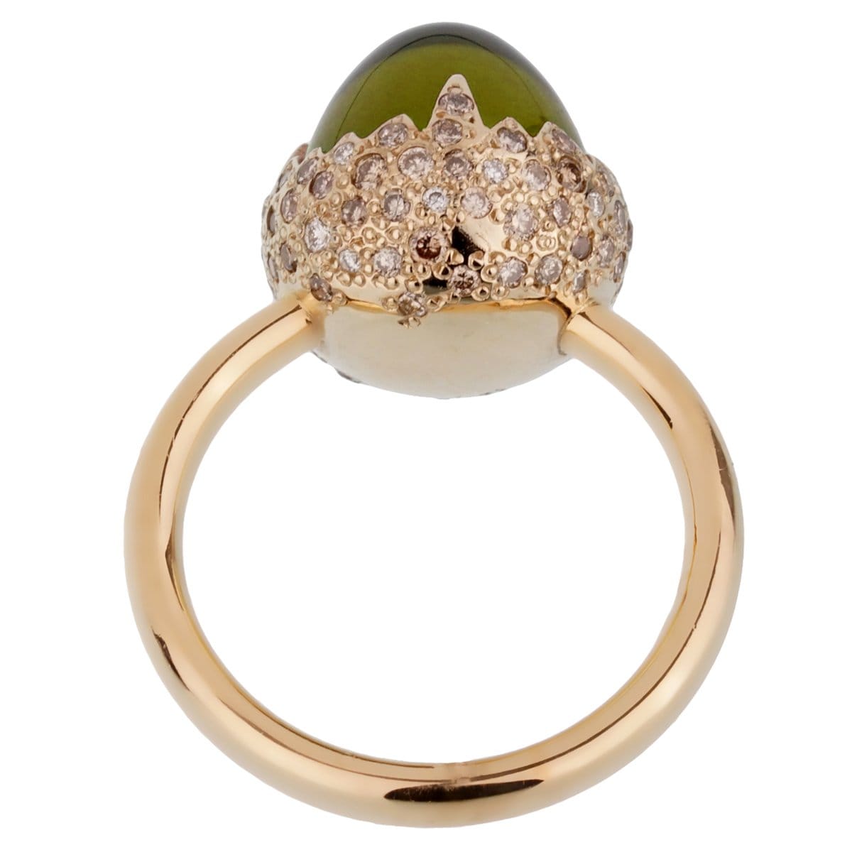Pomellato Pomallato Peridot Diamond 18k Rose Gold Ring Sz 5