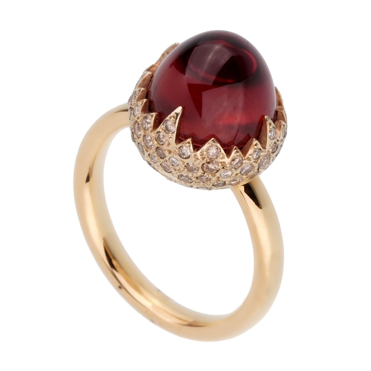 Pomellato 6ct Garnet Diamond 18k Rose Gold Ring Sz 5 1/4