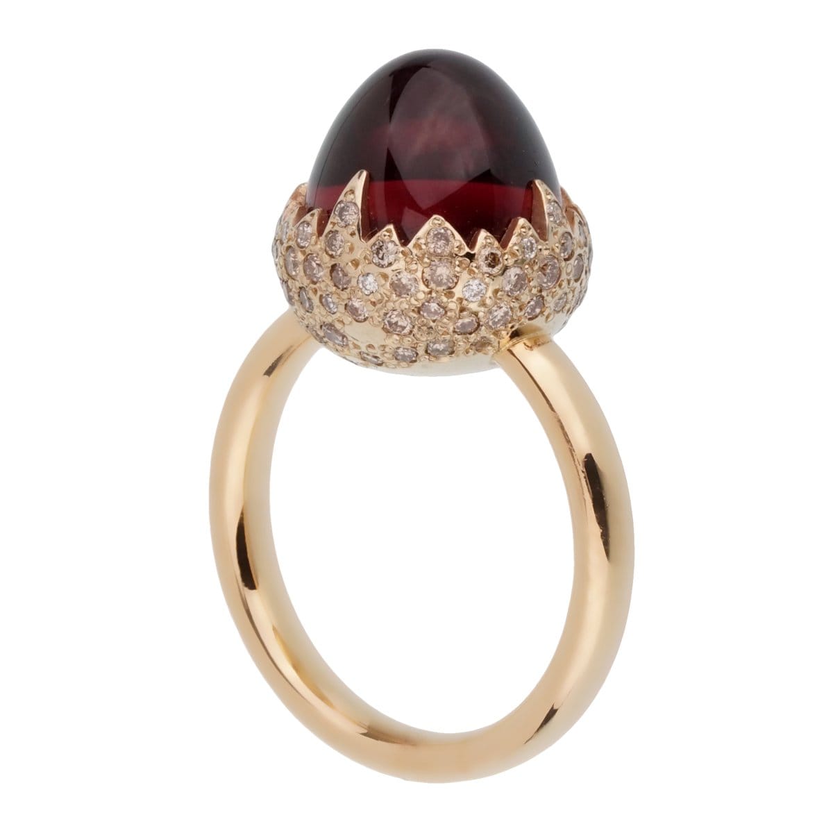 Pomellato 6ct Garnet Diamond 18k Rose Gold Ring Sz 5 1/4