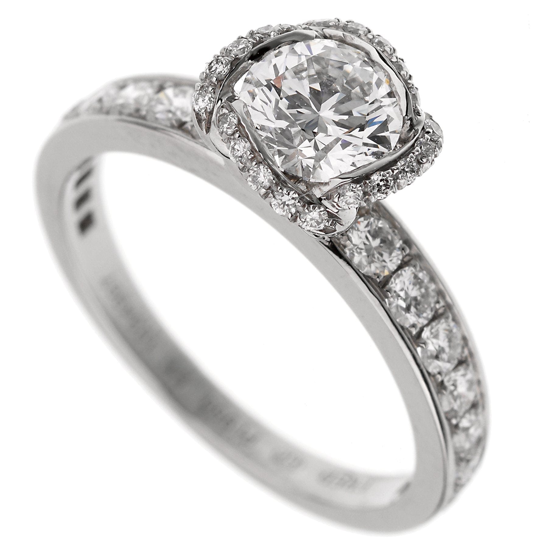 Fred of Paris Platinum Diamond Engagement Ring 1.22Ct Sz 5 3/4