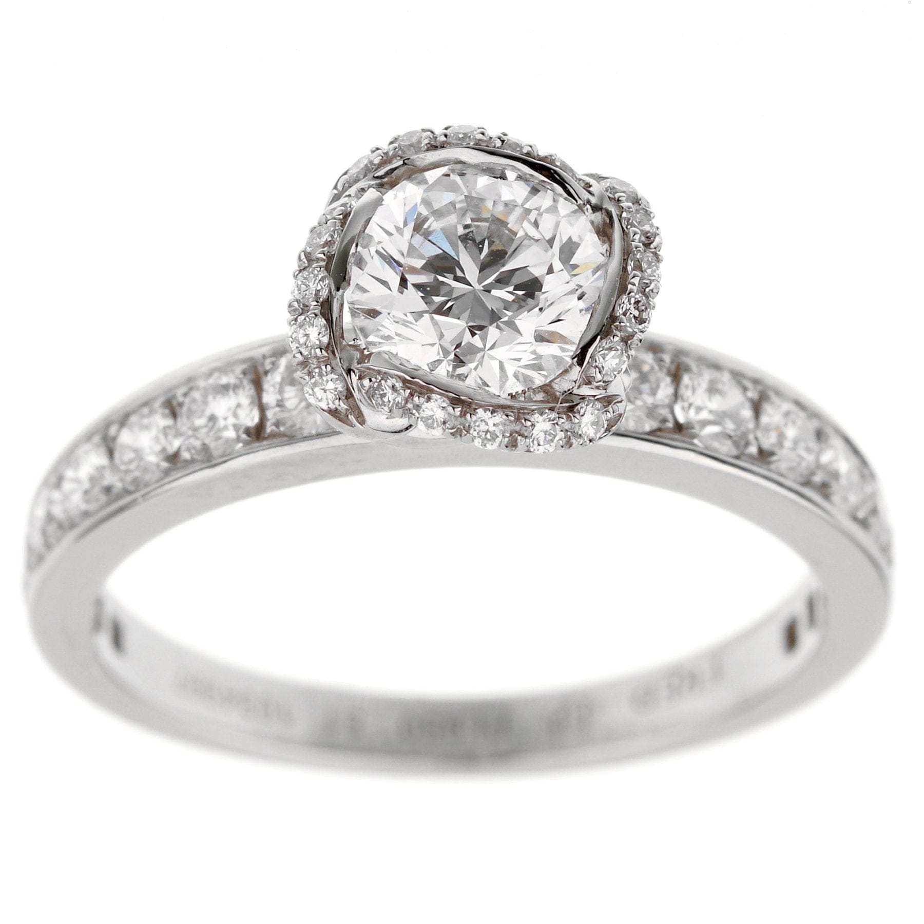 Fred of Paris Platinum Diamond Engagement Ring 1.22Ct Sz 5 3/4