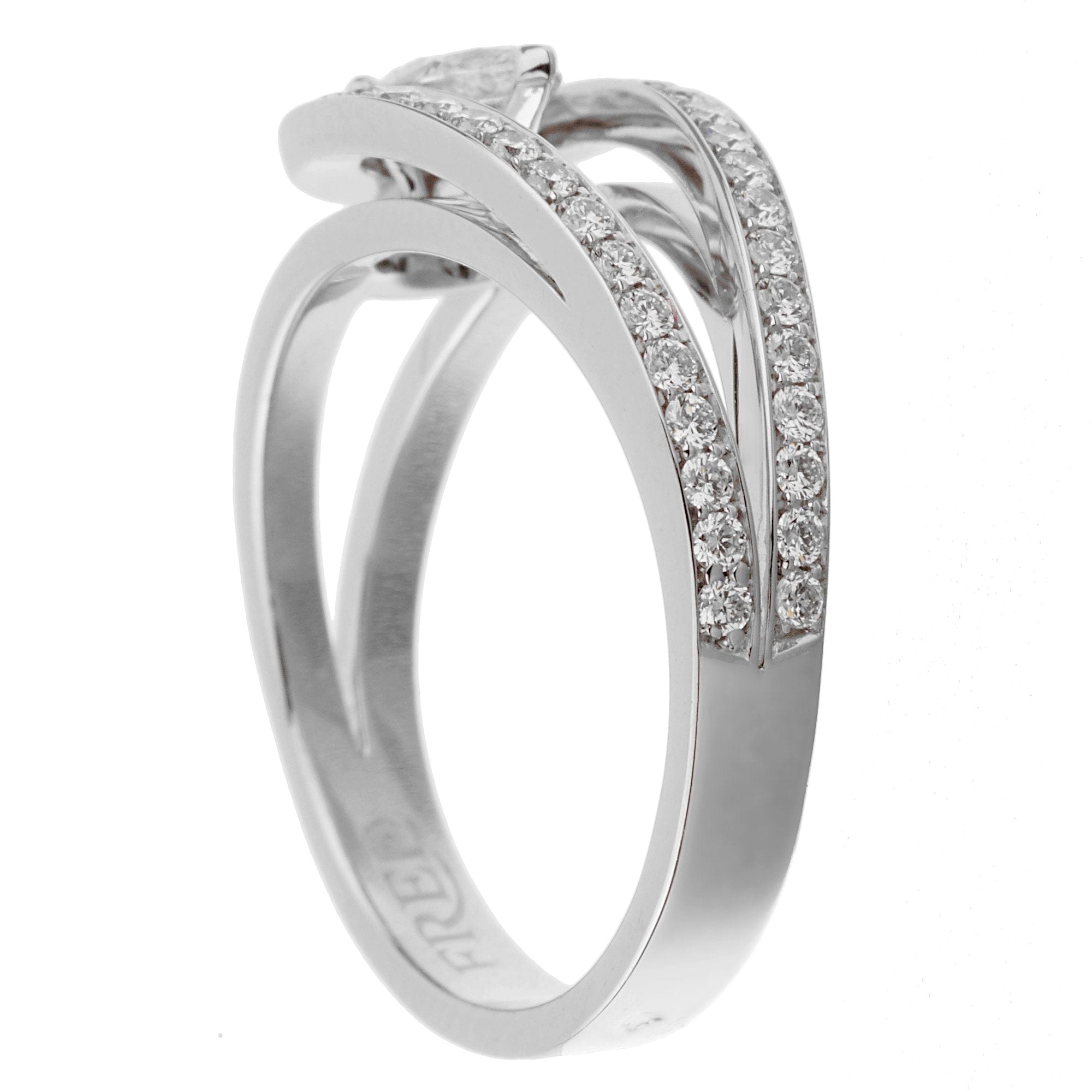 Fred of Paris .86ct Lovelight Pear Diamond Platinum Ring Sz 7 1/4