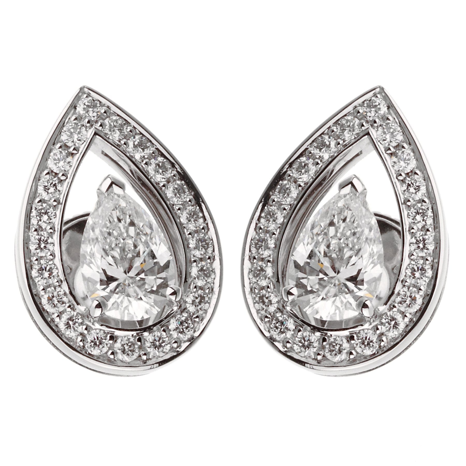 Fred of Paris Lovelight 1.52ct 18k White Gold Diamond Stud Earrings