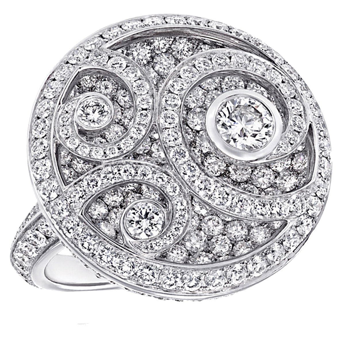 Graff Diamond Wave 18k White Gold Cocktail Ring Sz 5 1/2
