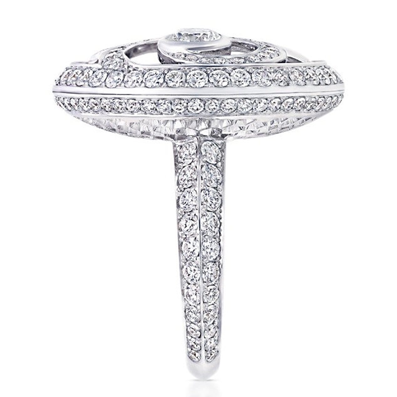 Graff Diamond Wave 18k White Gold Cocktail Ring Sz 5 1/2