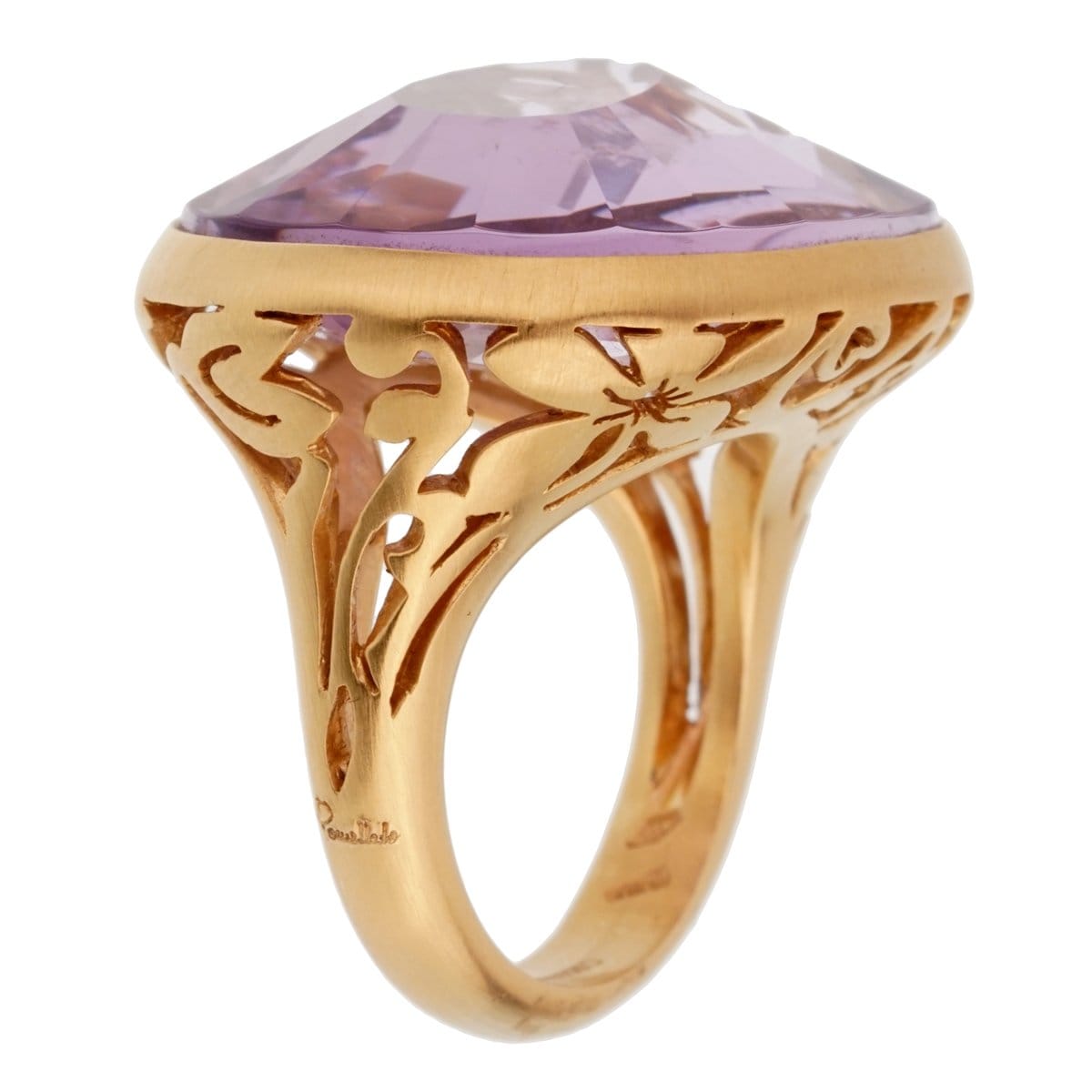Pomellato Amethyst Arabesque Cocktail 18k Rose Gold Ring Sz 6 1/2