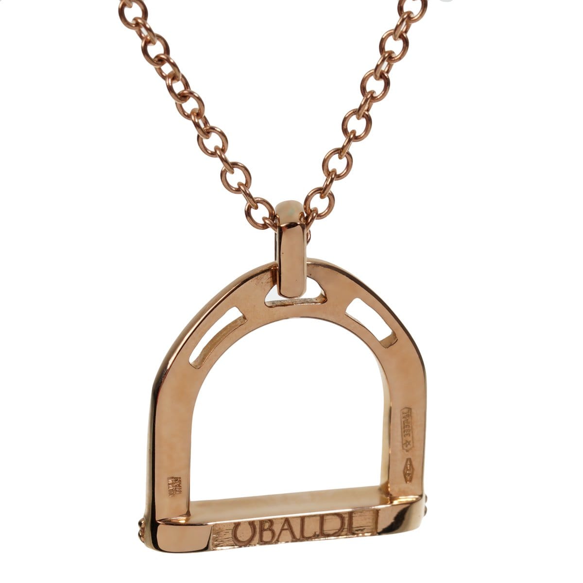 Estate Stirrup 18k Rose Gold Diamond Pendant Necklace