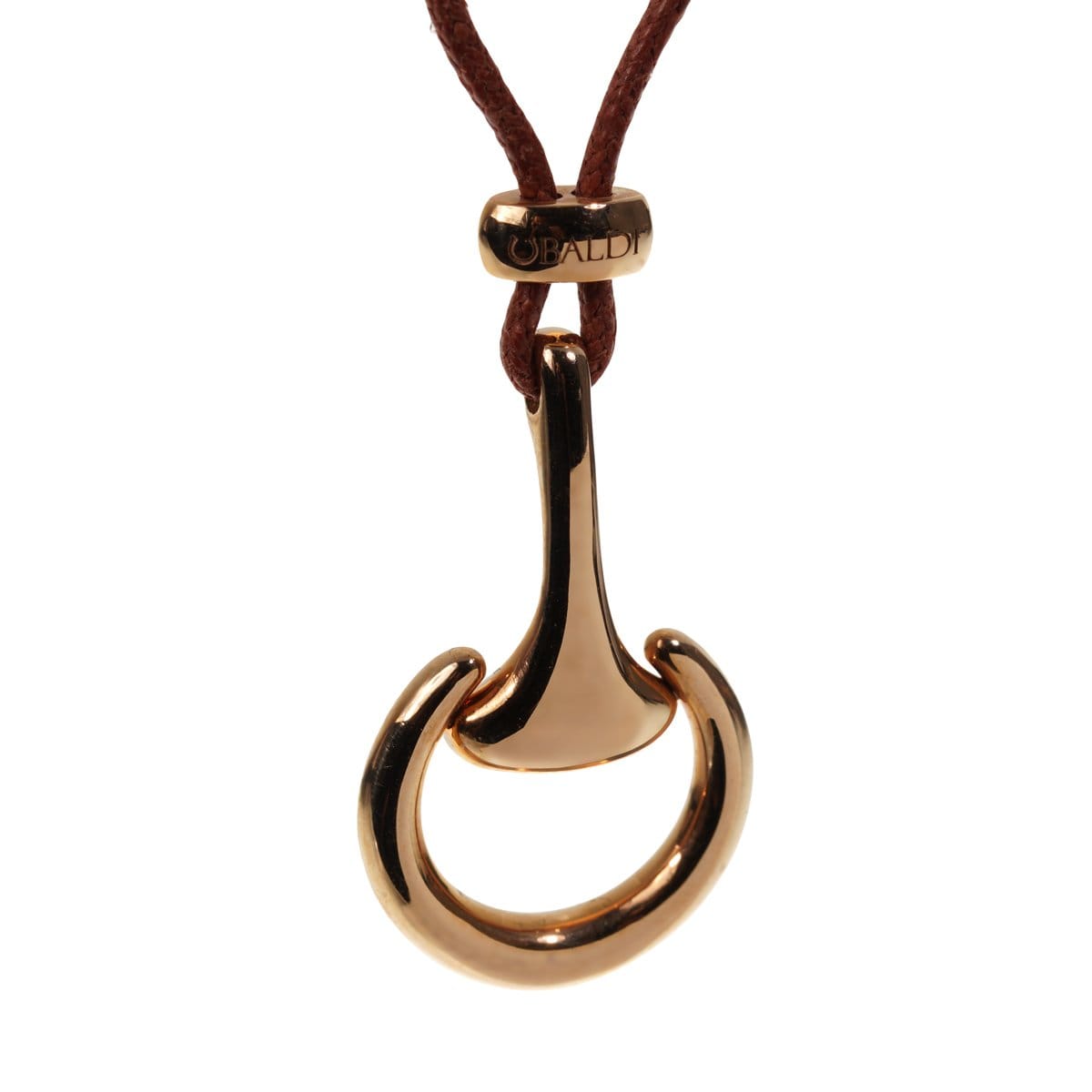 Estate 18k Rose Gold Horsebit Leather Pendant Necklace