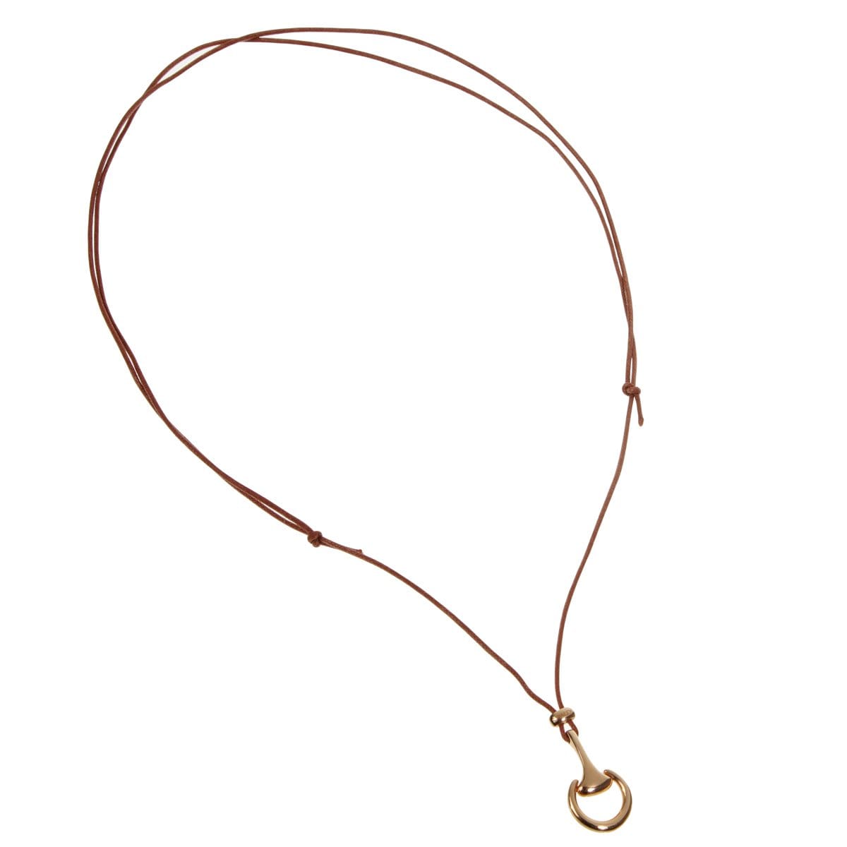 Estate 18k Rose Gold Horsebit Leather Pendant Necklace