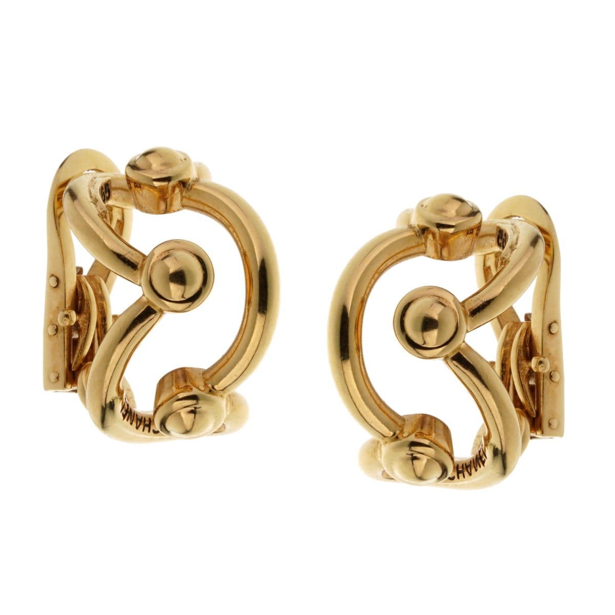 Chanel Vintage 18k Yellow Gold Hoop Earrings