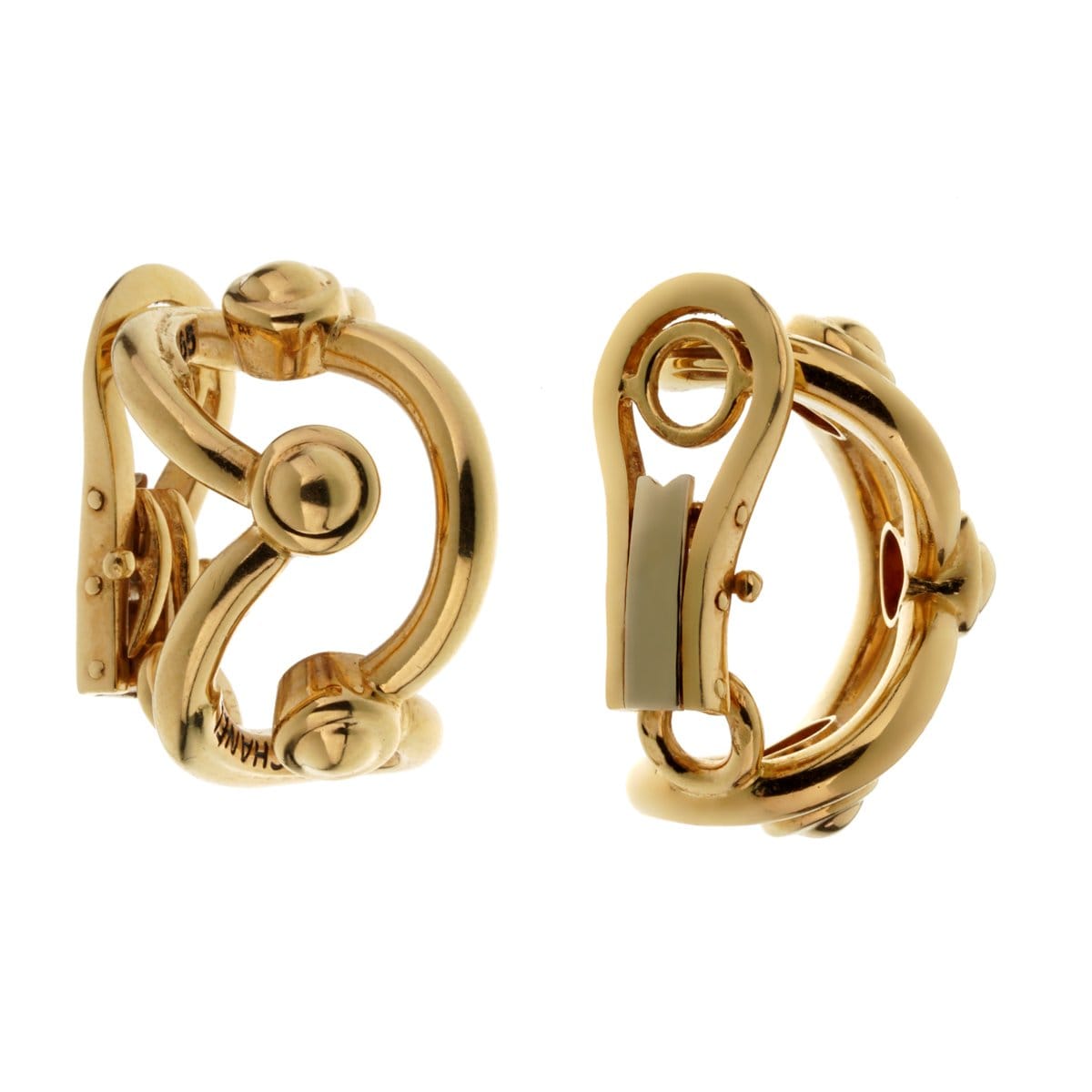 Chanel Vintage 18k Yellow Gold Hoop Earrings