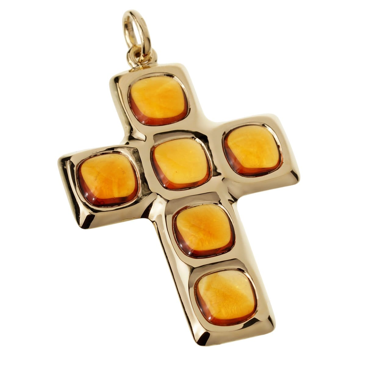 Pomellato Citrine Cross 18k Yellow Gold Pendant Necklace