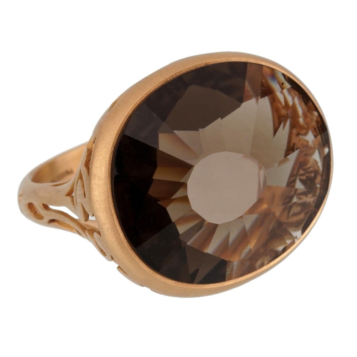 Pomellato Arabesque Smoky Quartz Cocktail 18k Rose Gold Ring Size 7 1/4