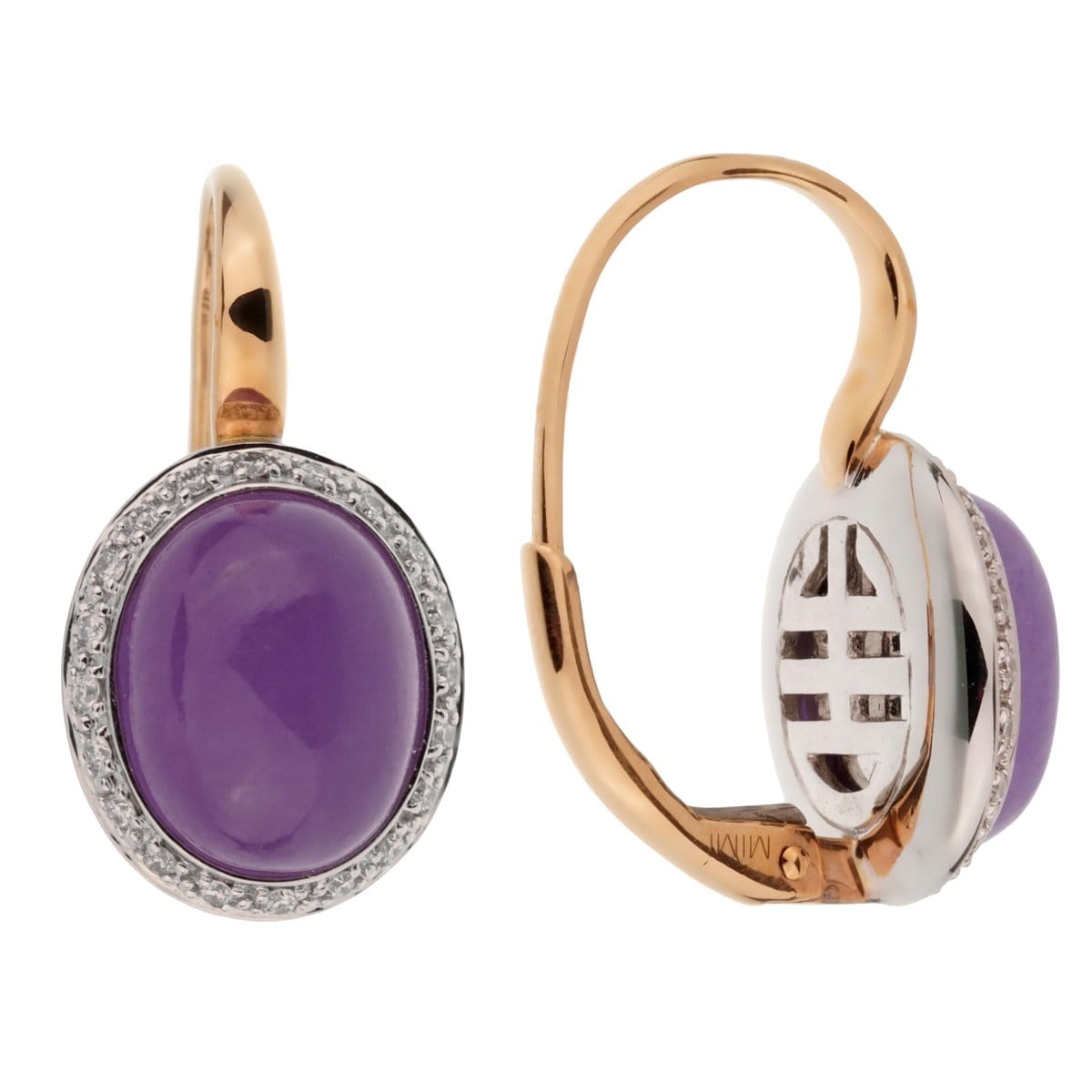 Mimi Milano Violet Jade 18k Diamond Drop Earrings