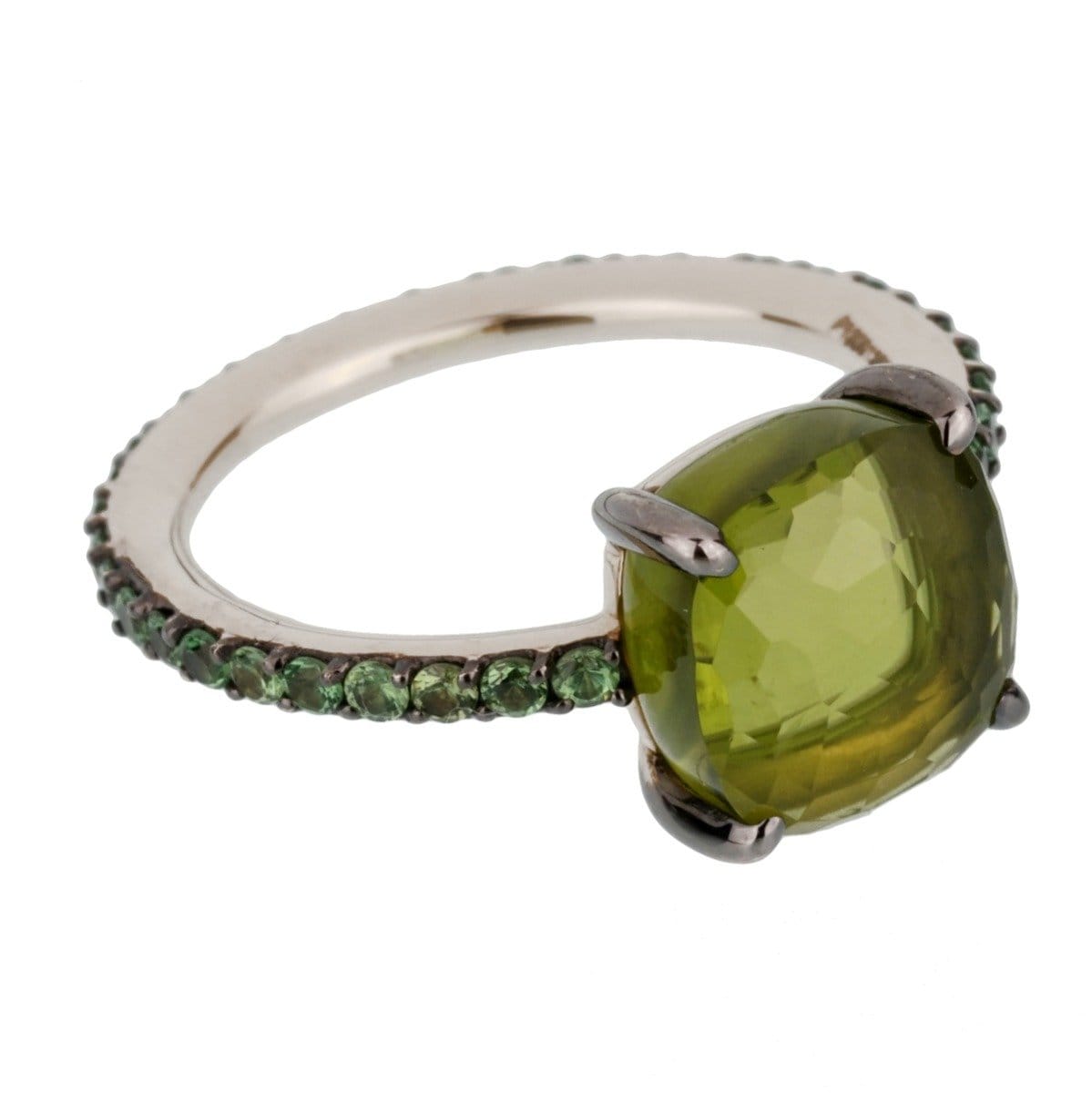 Pomellato Peridot Tsavorite Garnet 18k White Gold Cocktail Ring Sz 6.25