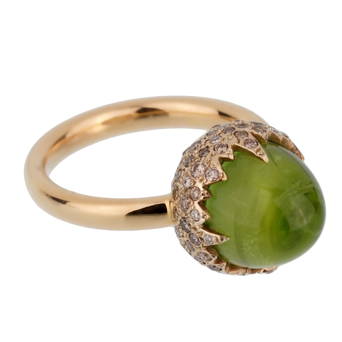Pomellato 18k Rose Gold Peridot Diamond Cocktail Ring Sz 6 1/2