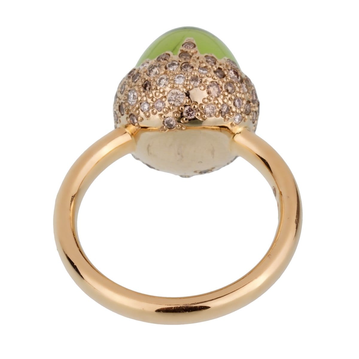 Pomellato 18k Rose Gold Peridot Diamond Cocktail Ring Sz 6 1/2