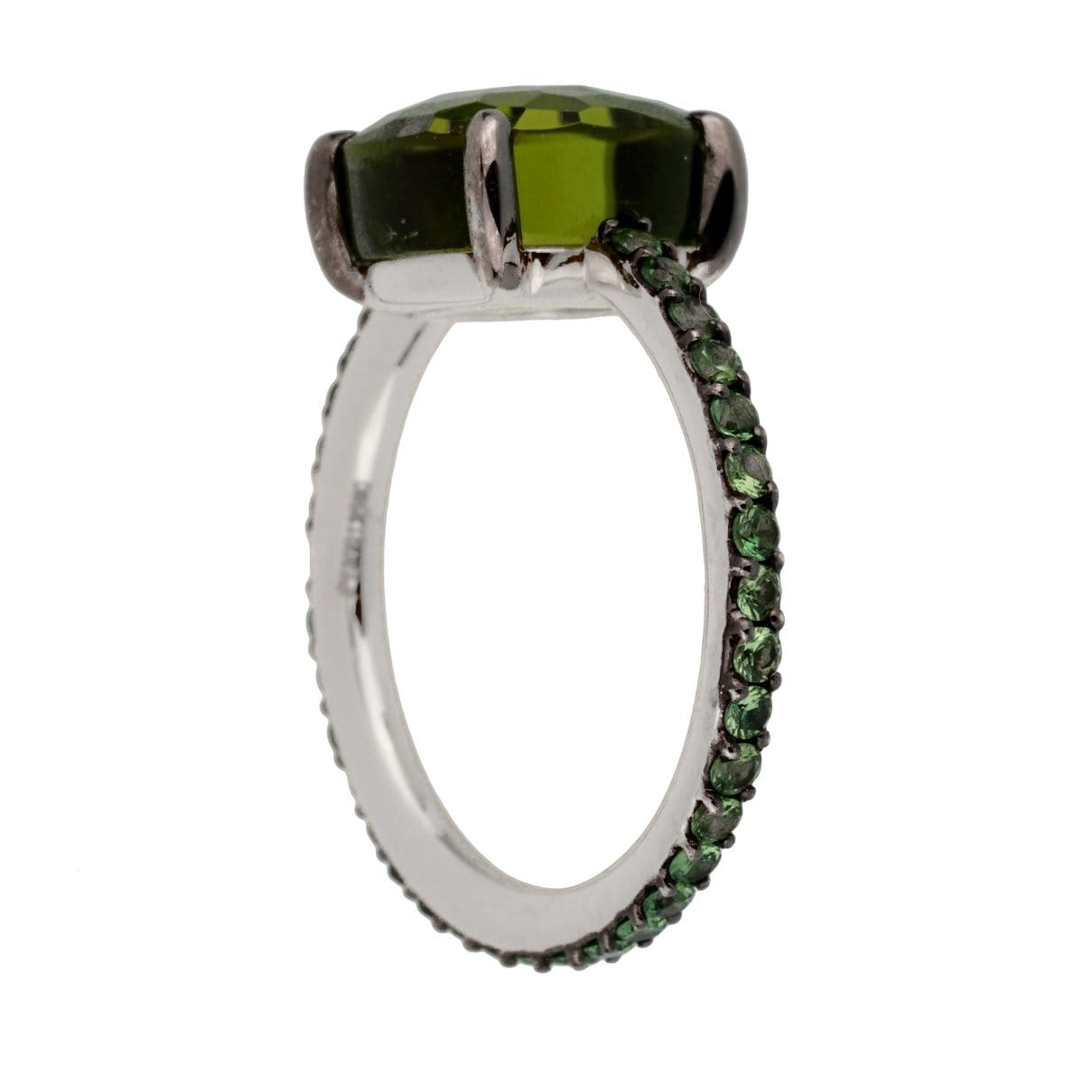 Pomellato Peridot Tsavorite Garnet 18k White Gold Cocktail Ring Sz 6 1/2