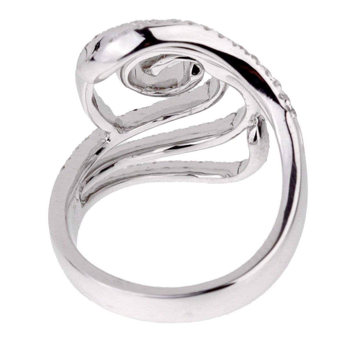 Estate Ladies White Gold Diamond Swirl Cocktail Ring Sz 6 1/4