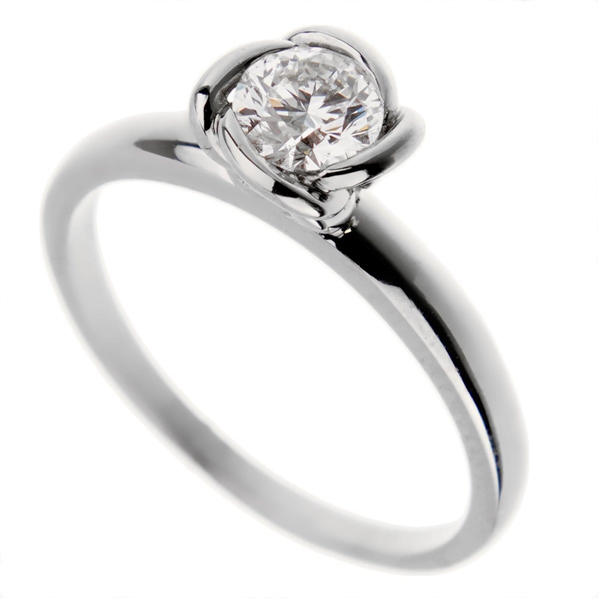 Fred of Paris Fleur Celeste Platinum Diamond .50ct Engagement Ring Sz 5 3/4