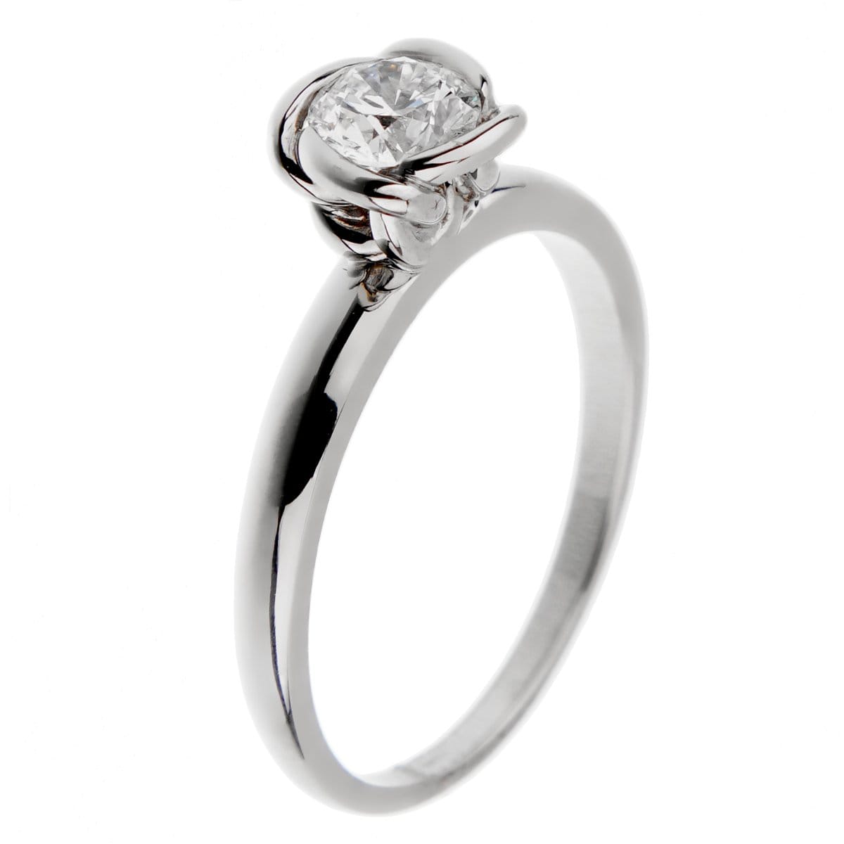 Fred of Paris Fleur Celeste Platinum Diamond .50ct Engagement Ring Sz 5 3/4