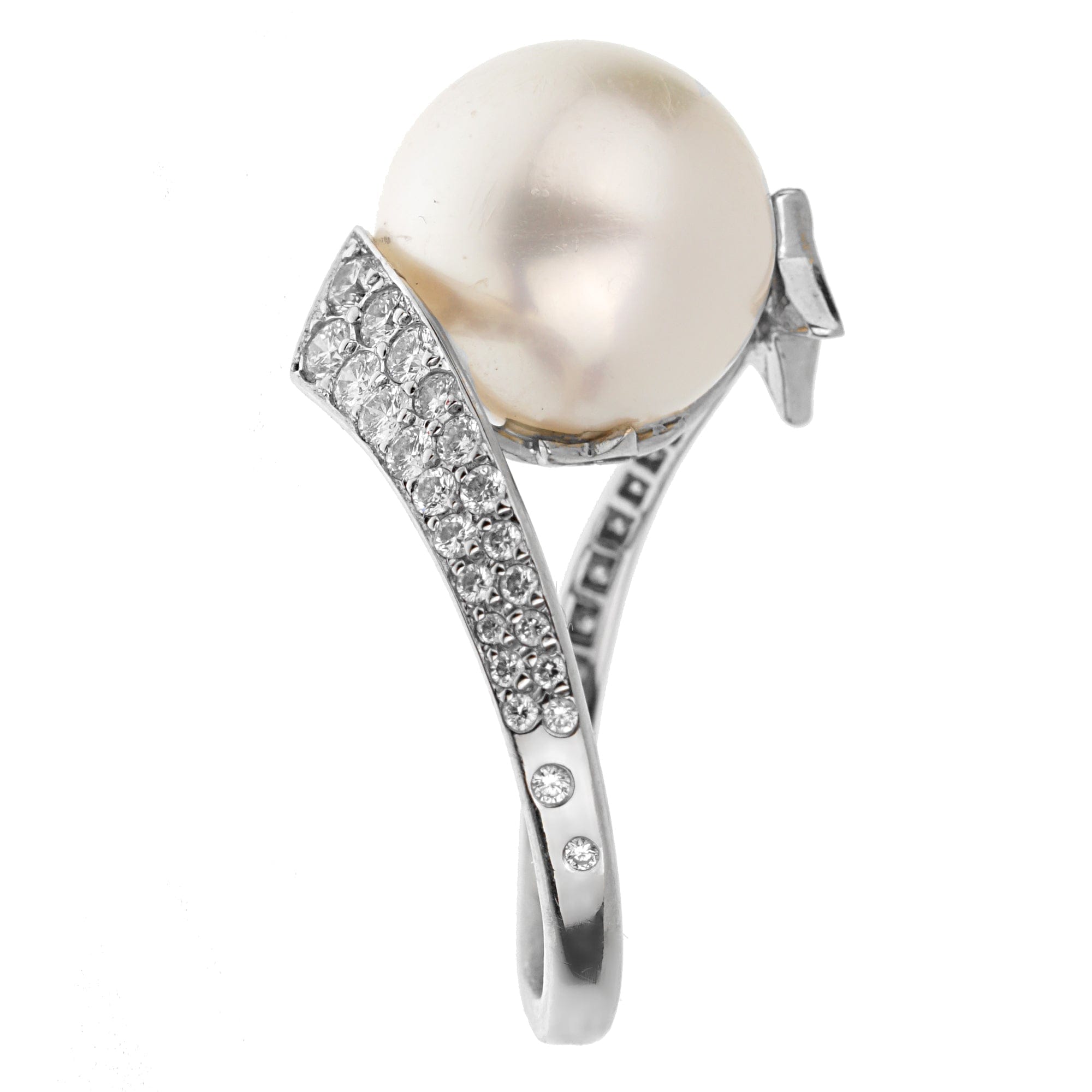Chanel Comete Pearl 18k White Gold Diamond Cocktail Ring