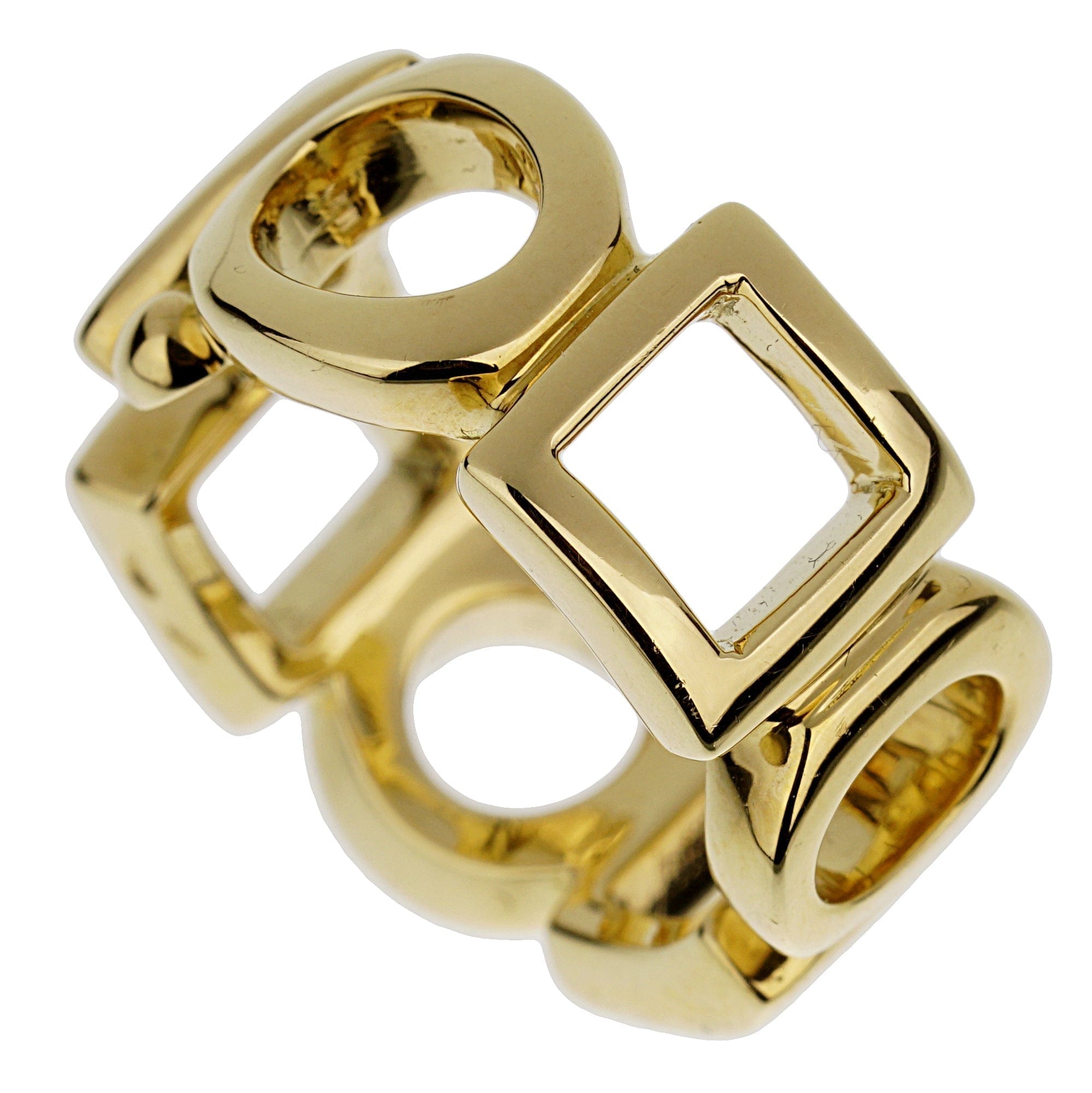 Chanel Shapes Vintage 18k Yellow Gold Cocktail Band Ring
